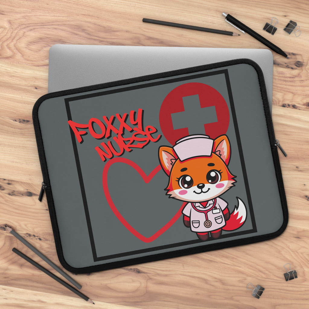 Foxxy Nurse Laptop Sleeve(Red|Grey|)|Laptop/Tablet Case for Nurses & Doctors| Tablet Sleeve For Medical Workers |Medical Symbol Protective Case for Nurses & EMTs