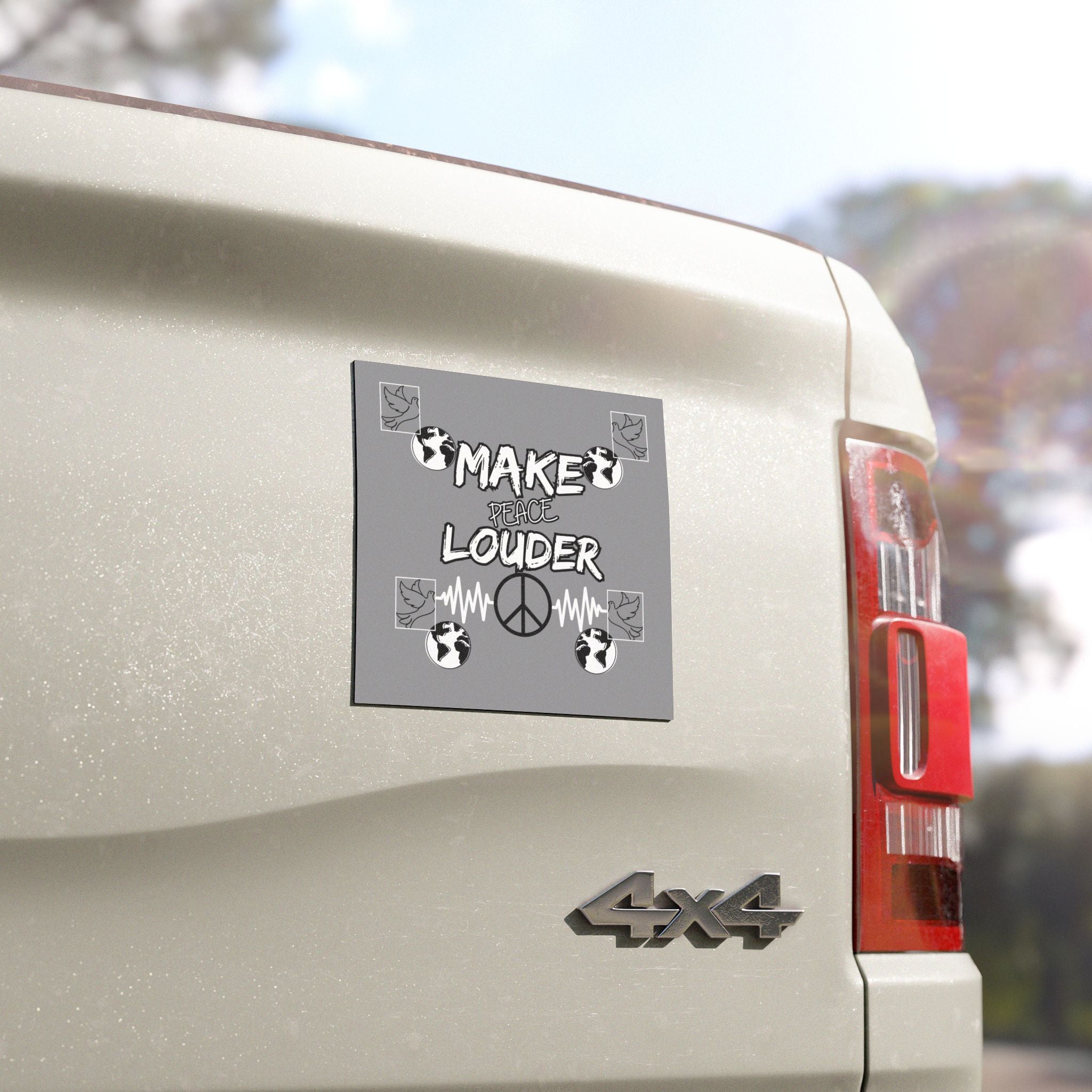 Make Peace Louder Car Magnet(White|Black)| Earth & Dove Magnet | Peace & Unity Decal |