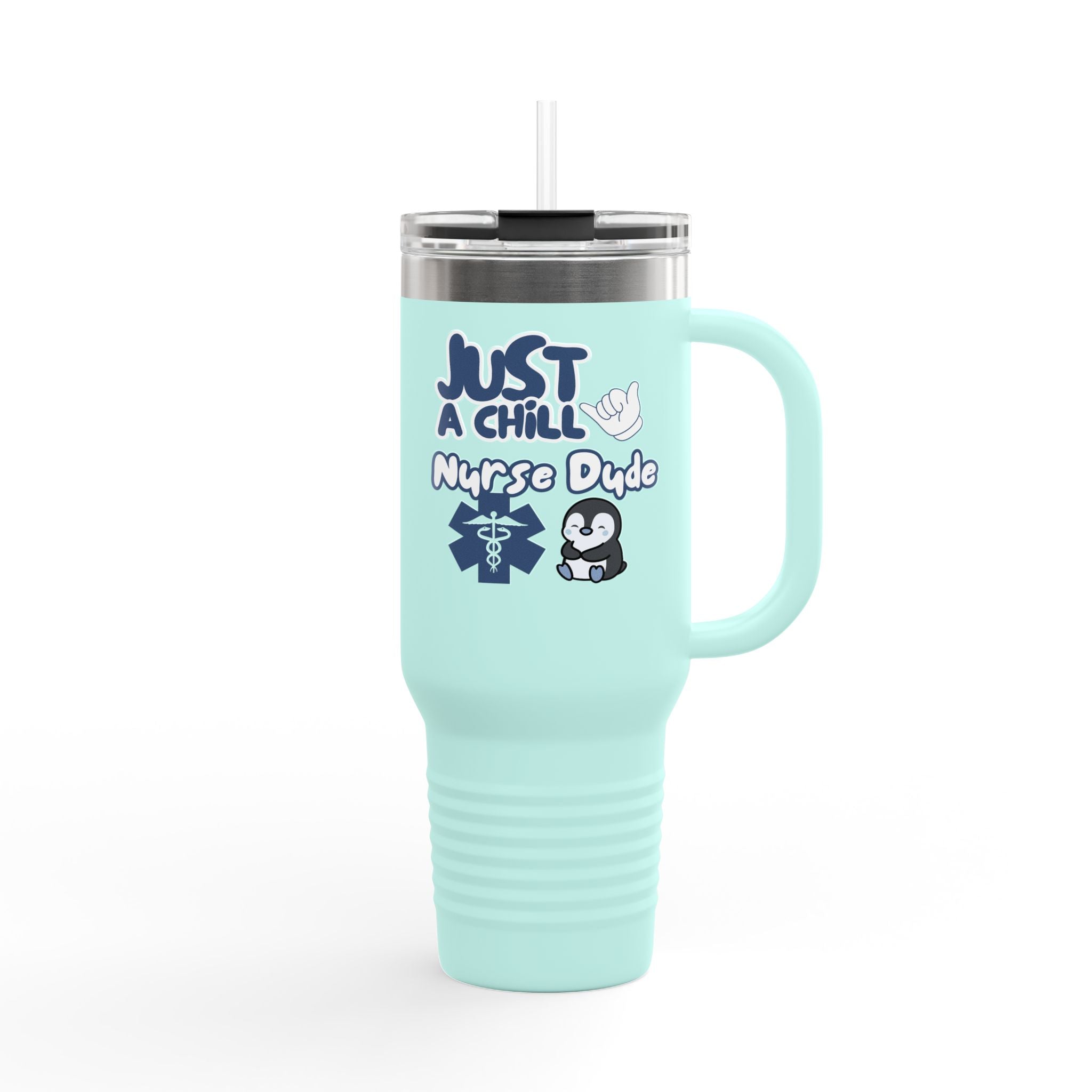 Chill Nurse Dude 40oz Insulated Medical Travel Mug(Blue|White) Travel Mug For Medical Professionals| Healthcare Travel Cup For Men|