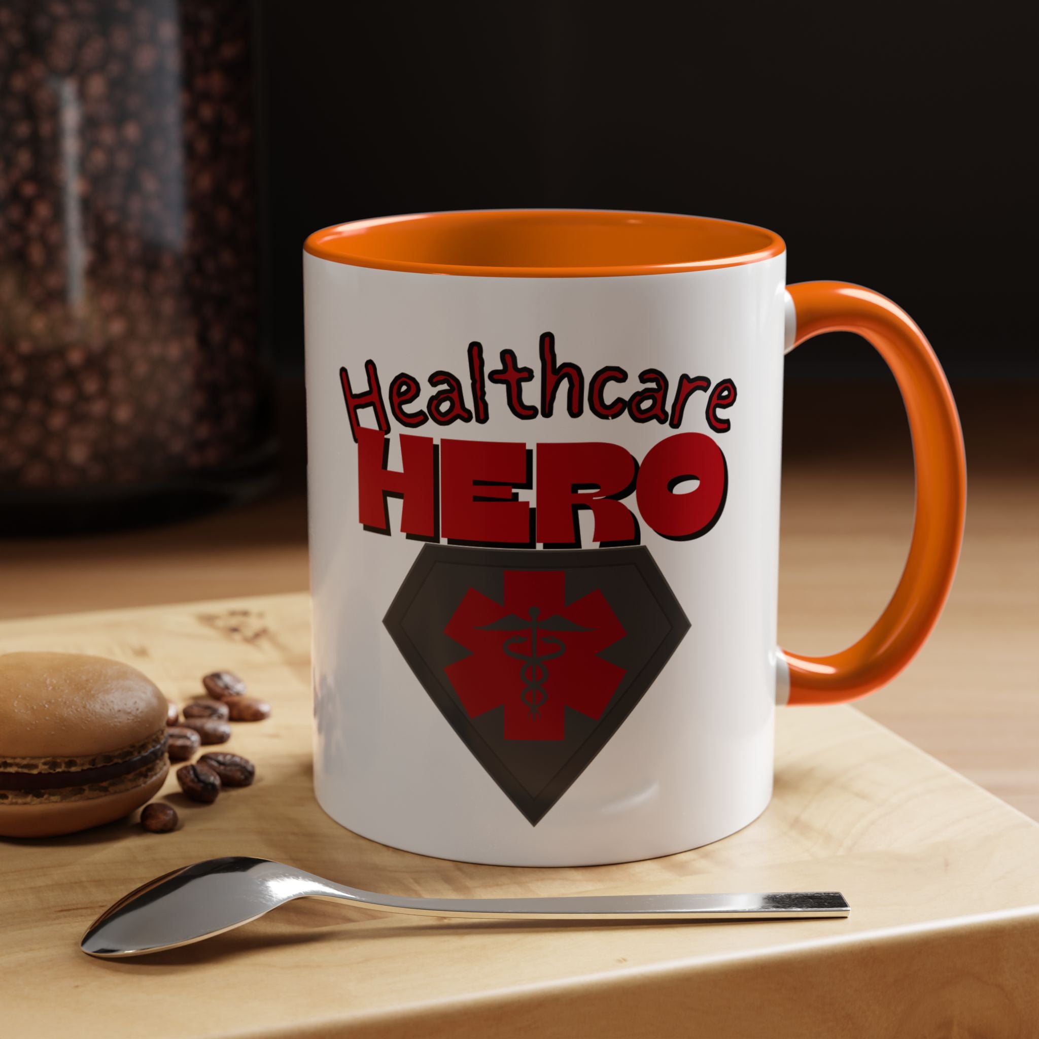 Healthcare Hero Accent Coffee Mug(Red|Black)| Work Mug For Medical Professionals| Work Mug For Healthcare Staff|