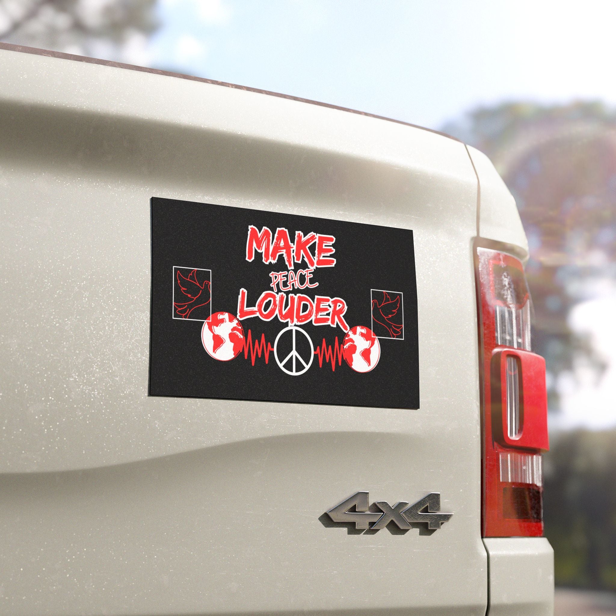 Make Peace Louder Car Magnet(Red|White) | Peace Movement Car Magnet | Peace And Unity Decal | Social Justice Car Magnet |