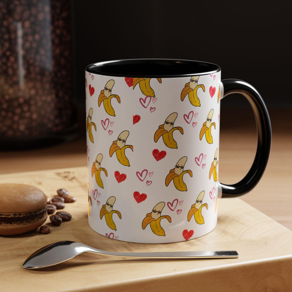 Banana Hearts Valentine Coffee Mug | Cute Valentine Morning Mug | Valentines Day Mug | Cool Valentines