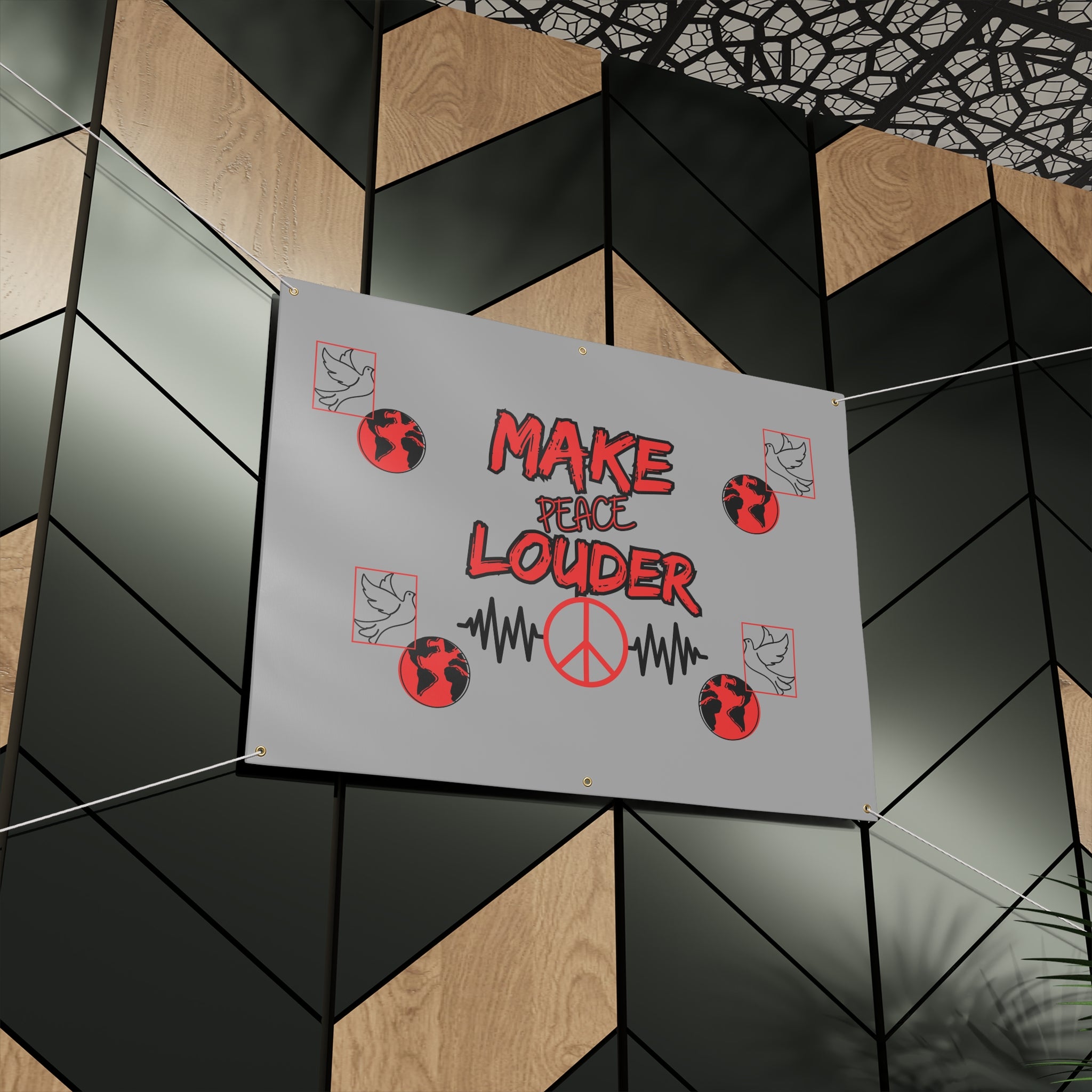 Make Peace Louder Vinyl Banner(Red|Black)| Protest & Rally Peace Sign Banner | Peace Activist Sign | Social Justice Banner |