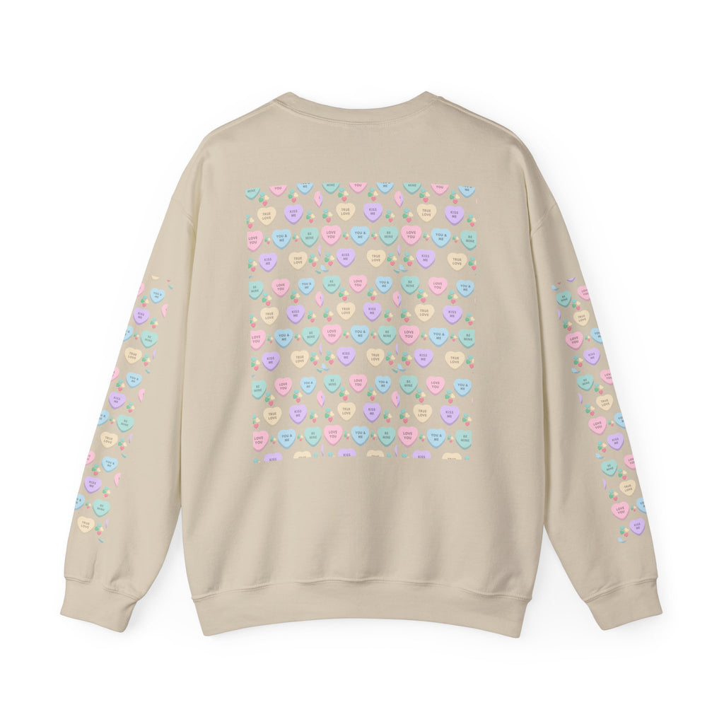 Candy Kisses Valentines Day Crewneck Sweatshirt | Heart Sweater | Candy Sweater |