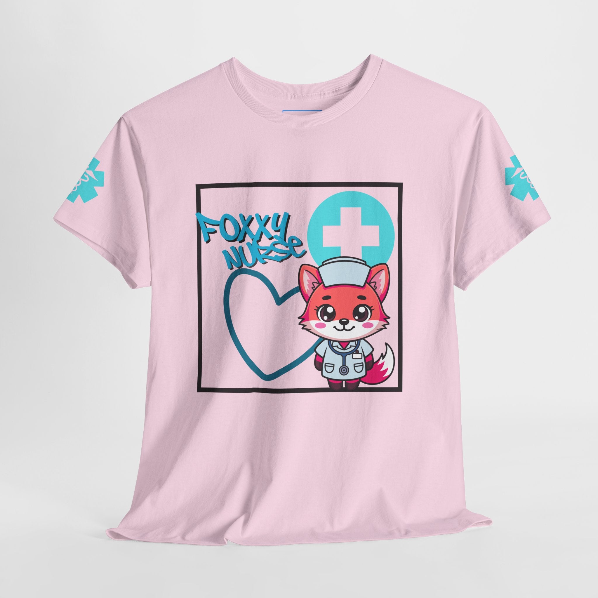 Foxxy Nurse Medical T‑Shirt(Light Blue)|Cute Medical for Nurses & Healthcare Staff| Cute Nursing Tee |