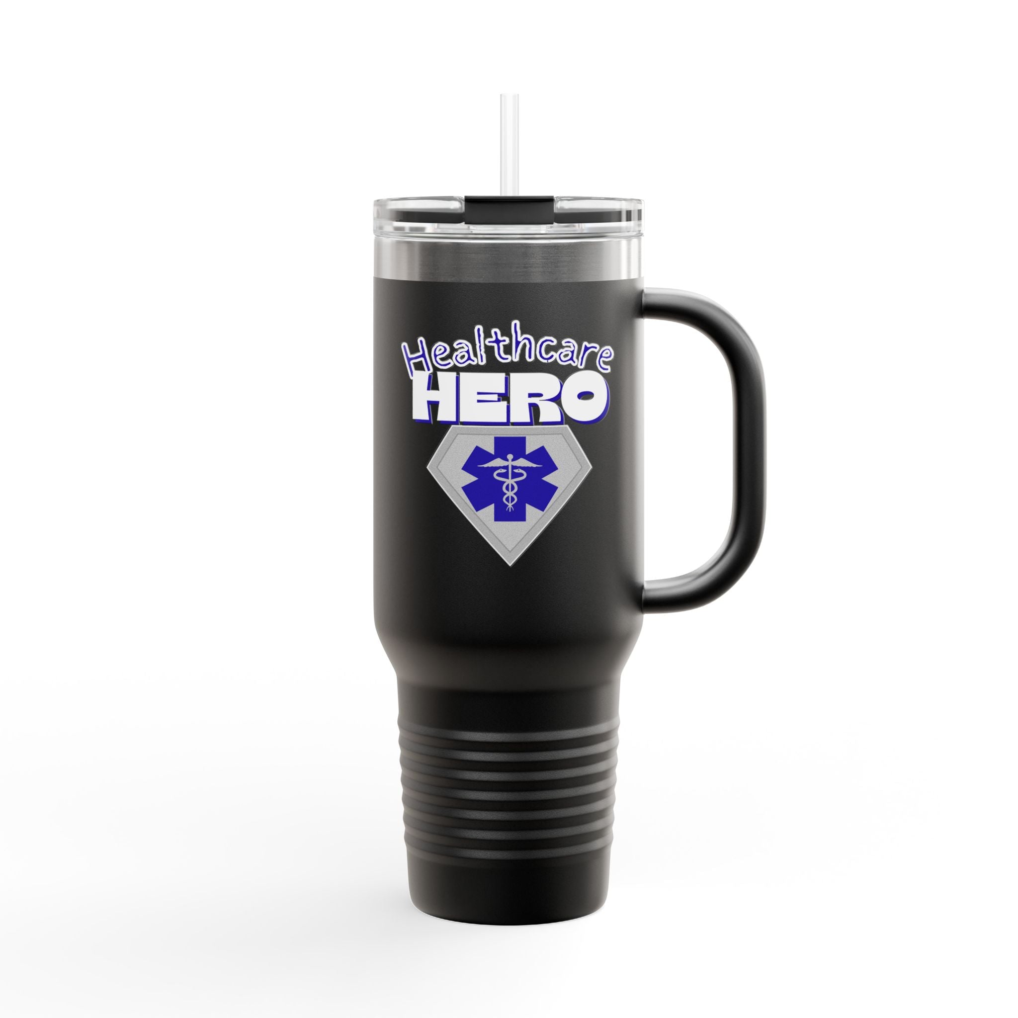 Healthcare Hero 40oz Insulated Travel Mug(Blue|White) |Travel Mug For Medical Workers | EMS Travel Mug | Healthcare Mug |