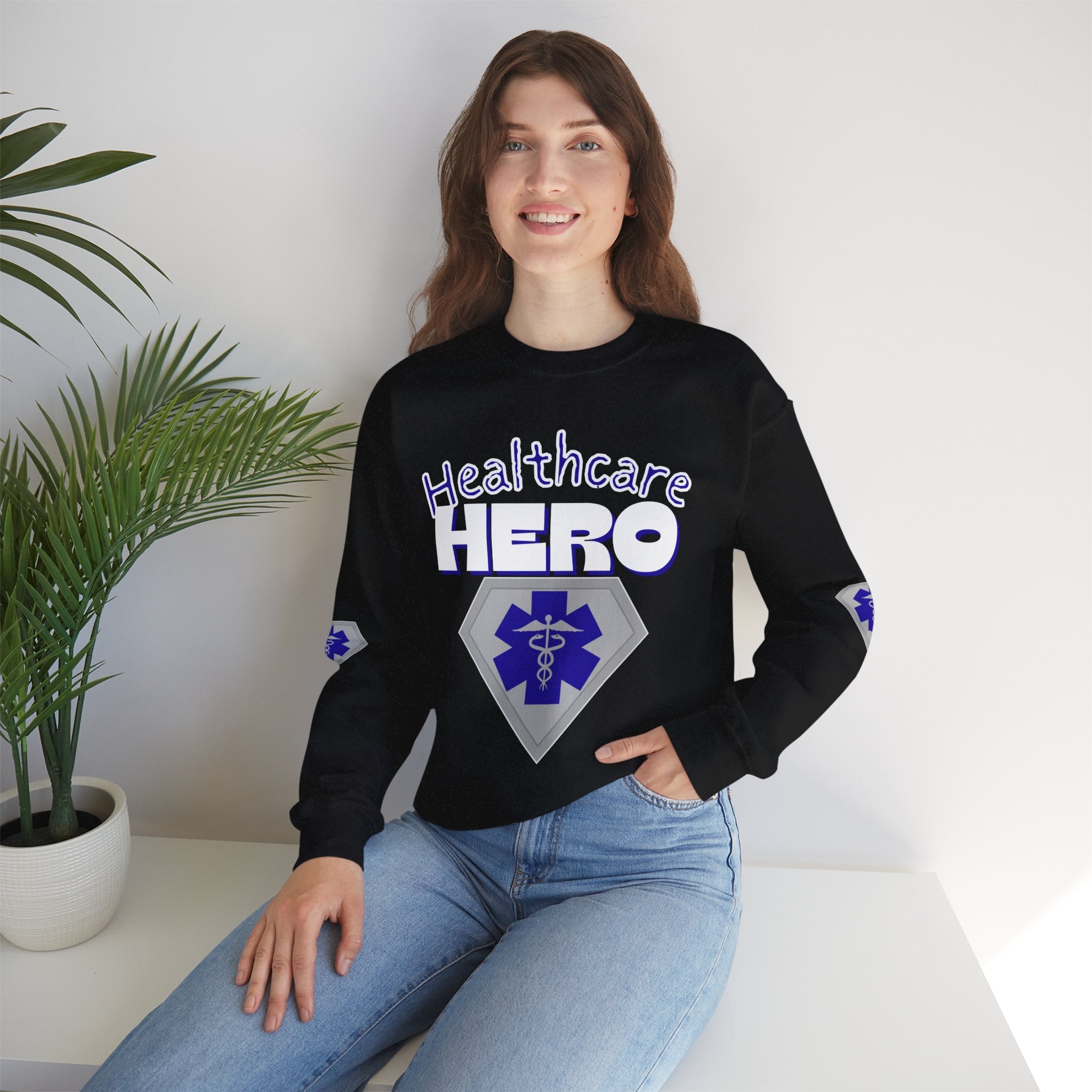 Healthcare Hero Sweatshirt(Blue)|White | Medical Staff Appreciation Crewneck | Frontline Sweatshirt | EMS Sweater |