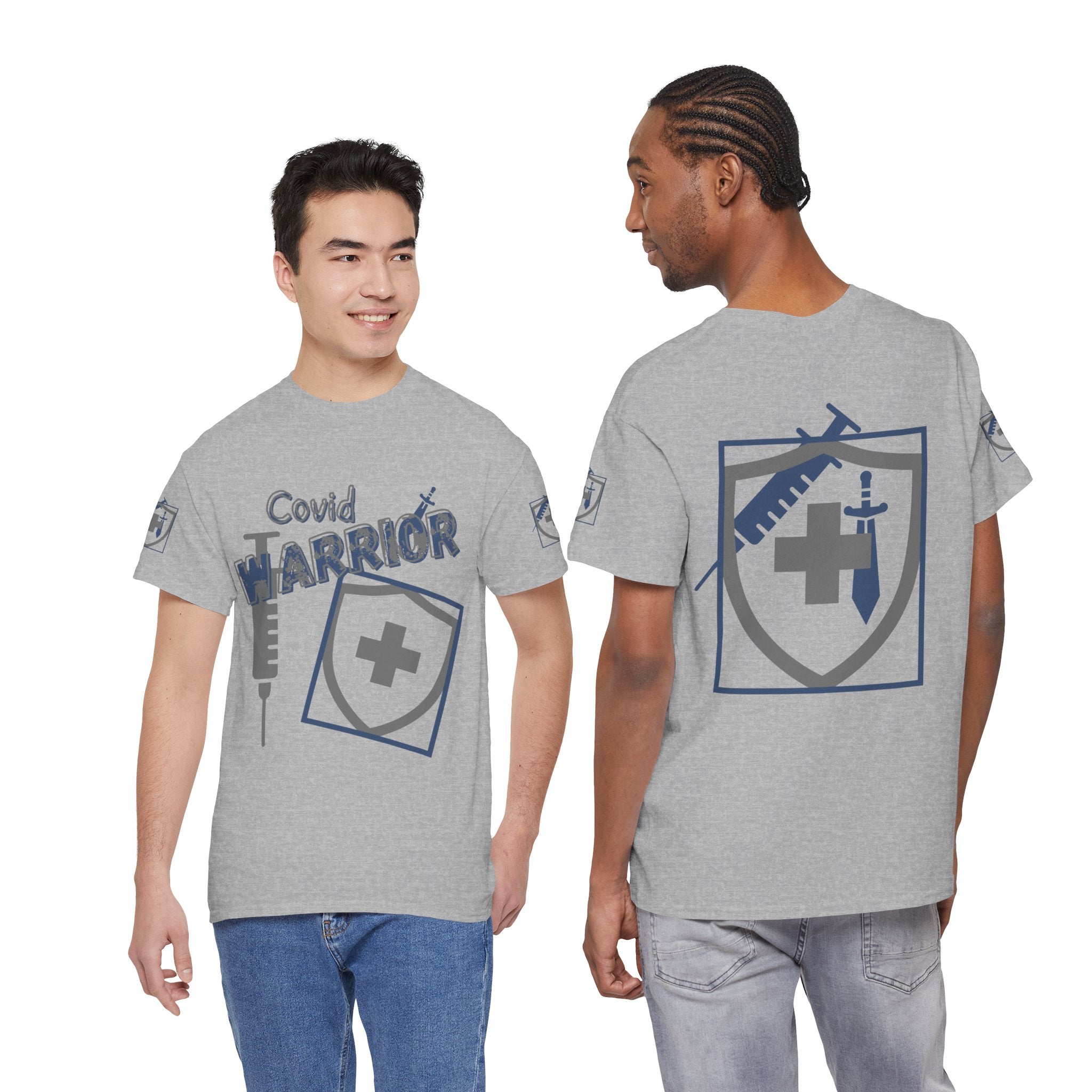 COVID Warrior Nurse & EMS T-Shirt(Blue|Grey) | Medical Staff Tribute Tee | EMS Casual Tee |