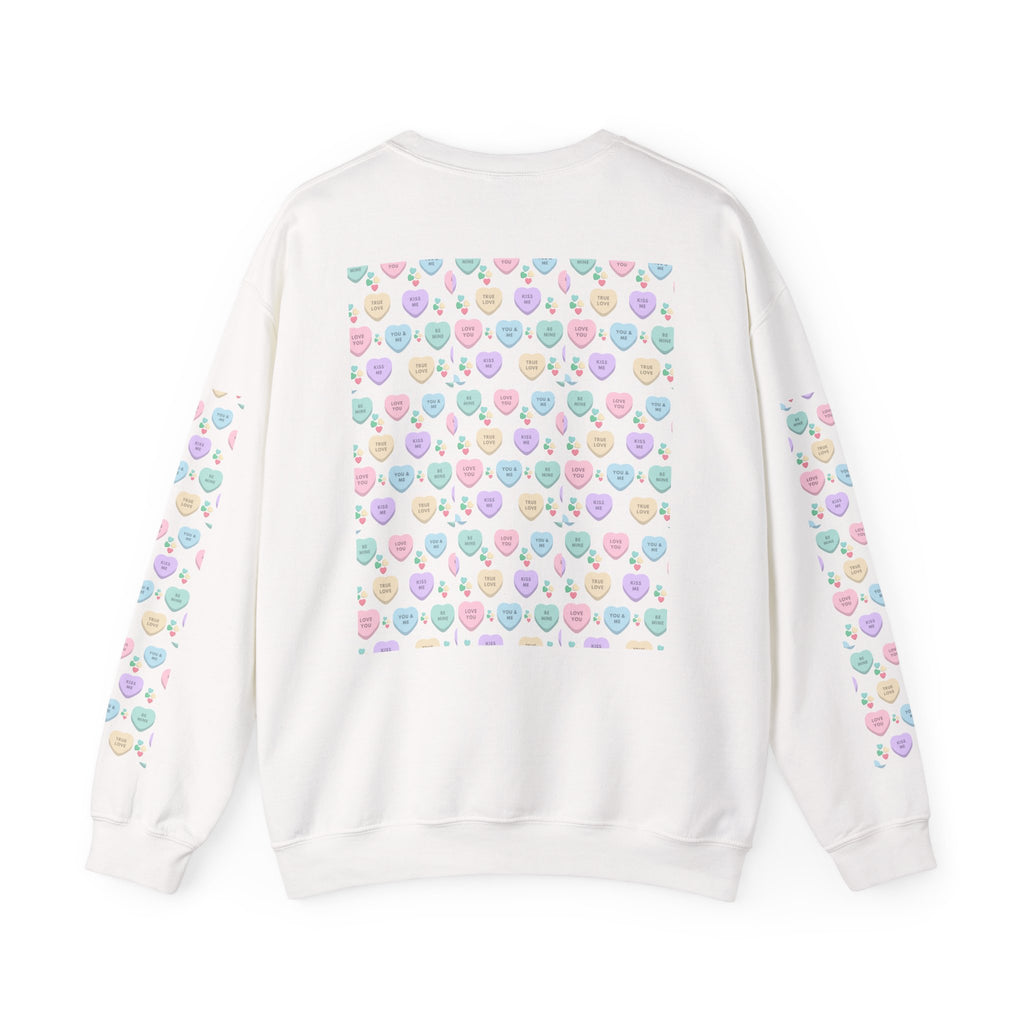 Candy Kisses Valentines Day Crewneck Sweatshirt | Heart Sweater | Candy Sweater |