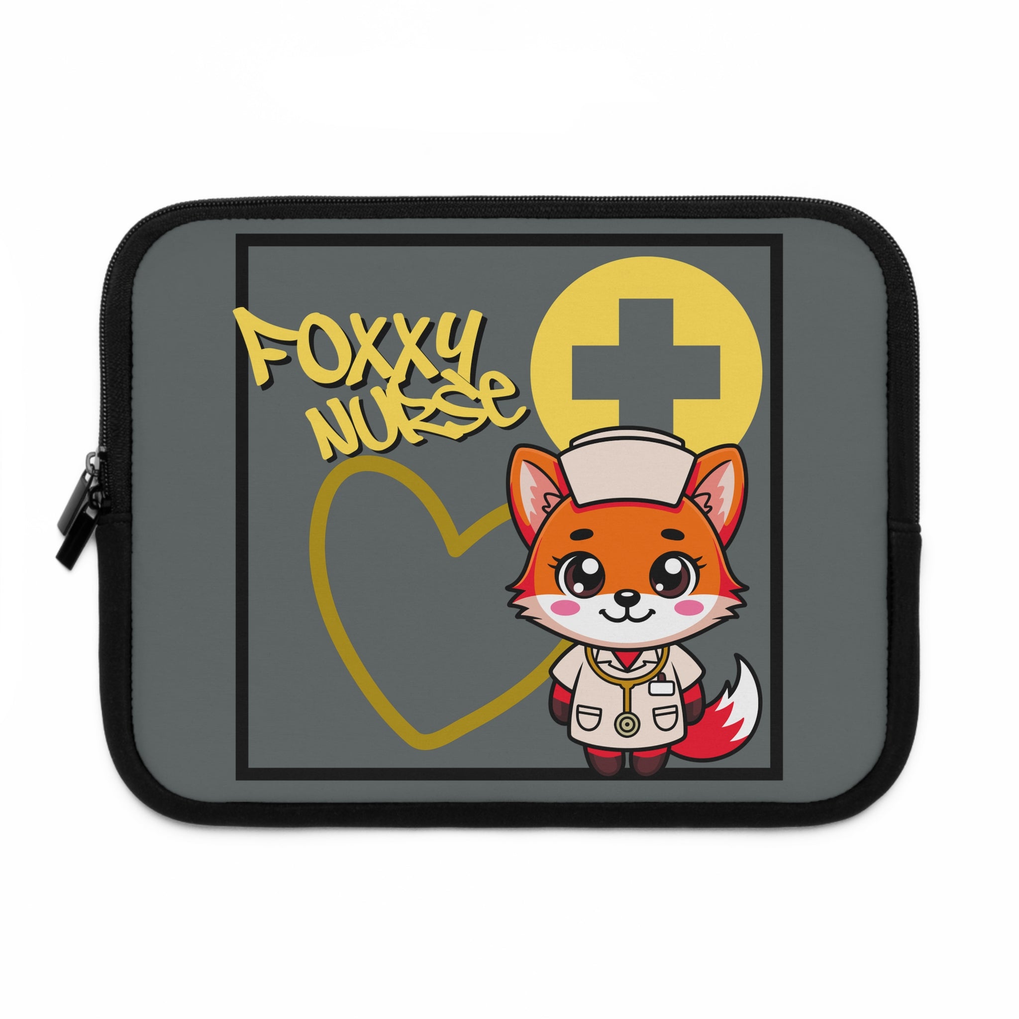 Foxxy Nurse Laptop Sleeve(Yellow|Grey|)|Laptop/Tablet Case for Nurses & Doctors| Tablet Sleeve For Medical Workers |Medical Symbol Protective Case for Nurses & EMTs