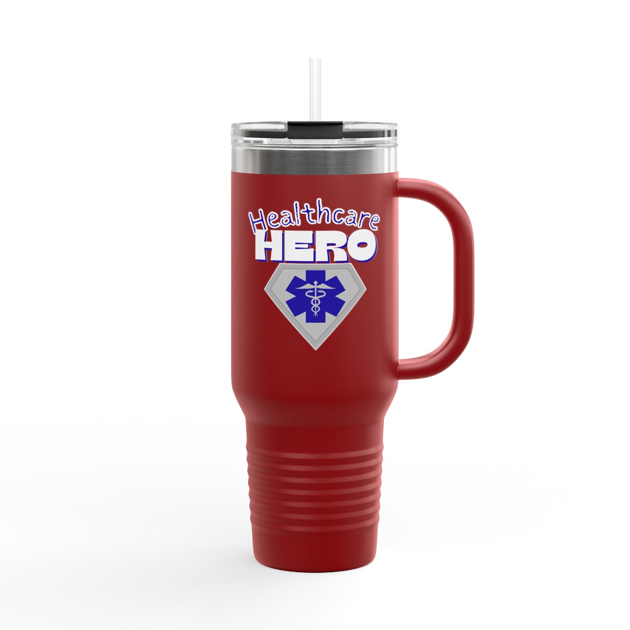 Healthcare Hero 40oz Insulated Travel Mug(Blue|White) |Travel Mug For Medical Workers | EMS Travel Mug | Healthcare Mug |