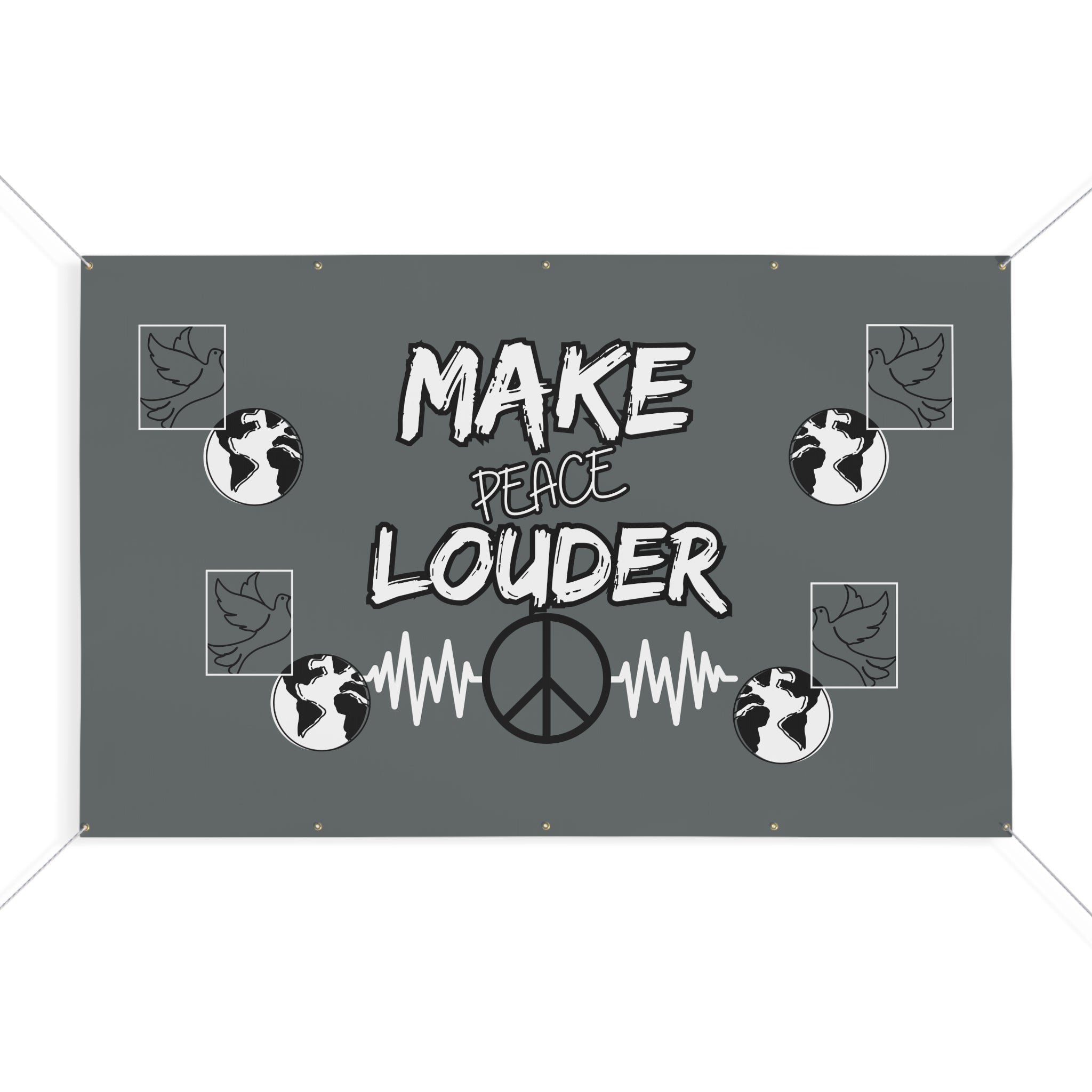 Make Peace Louder Matte Banner(White|Black) | Outdoor Protest & Peace Rally Sign | Peaceful Activism Sign | Social Justice Sign |