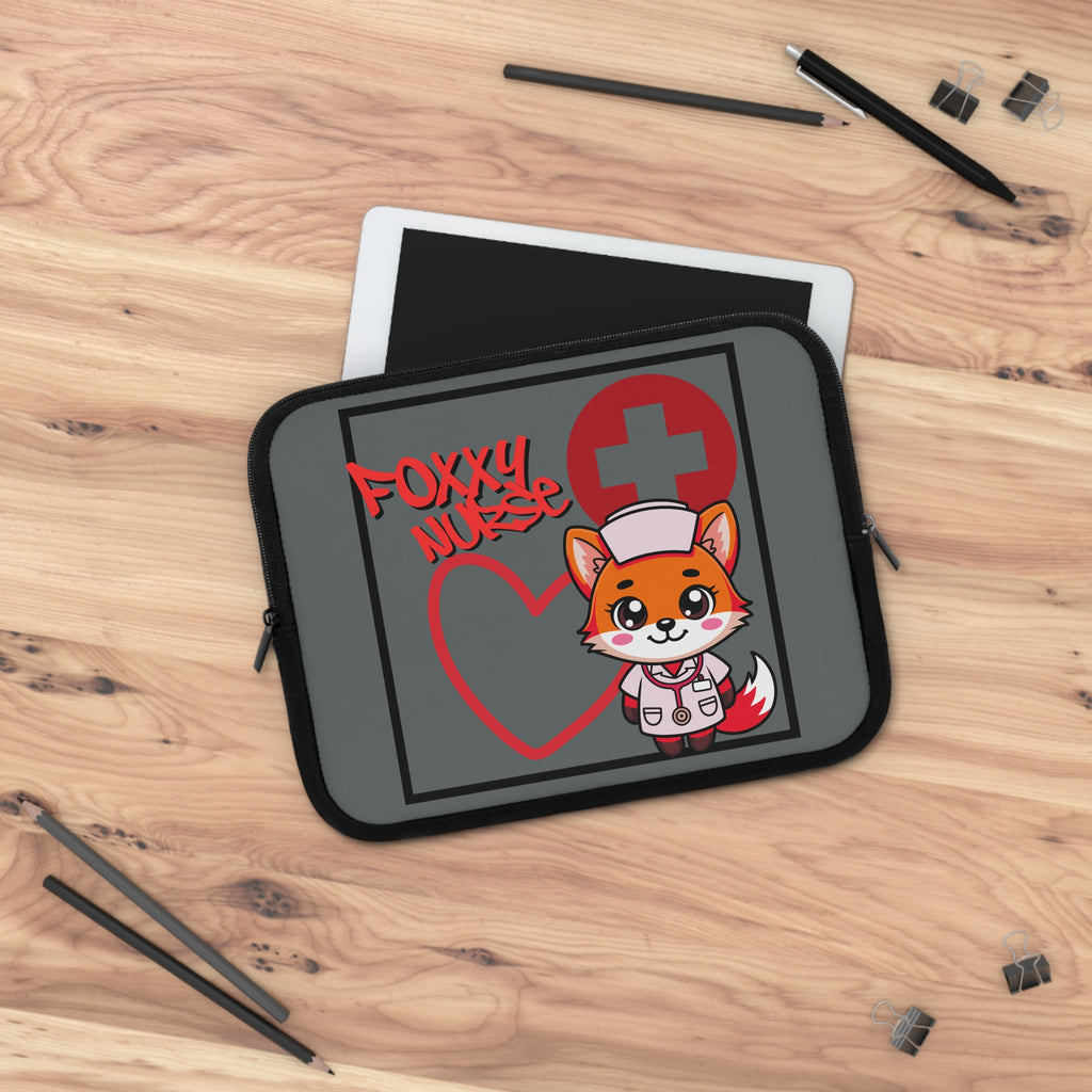 Foxxy Nurse Laptop Sleeve(Red|Grey|)|Laptop/Tablet Case for Nurses & Doctors| Tablet Sleeve For Medical Workers |Medical Symbol Protective Case for Nurses & EMTs