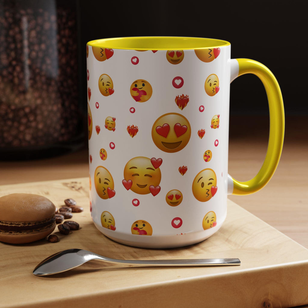 Love Emoji Valentine's Accent Coffee Mug | 11oz 15oz | Love Mug | Valentines Gift | Be Mine Mug