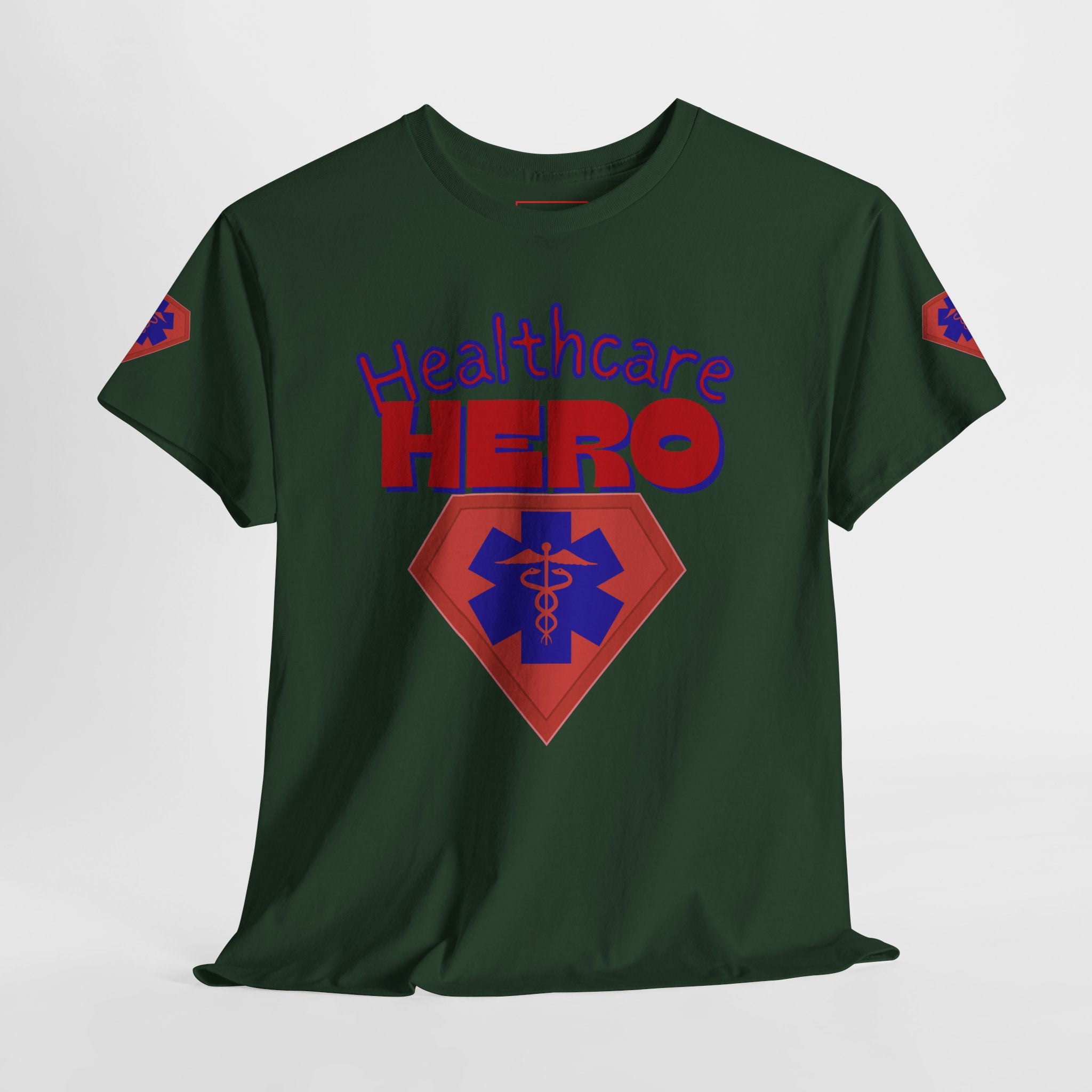 Healthcare Hero T‑Shirt(Blue|Red) | Med Team T-shirt | Medical Staff T-Shirt | Cool Medical Shirt | Cool Nursing Tee |