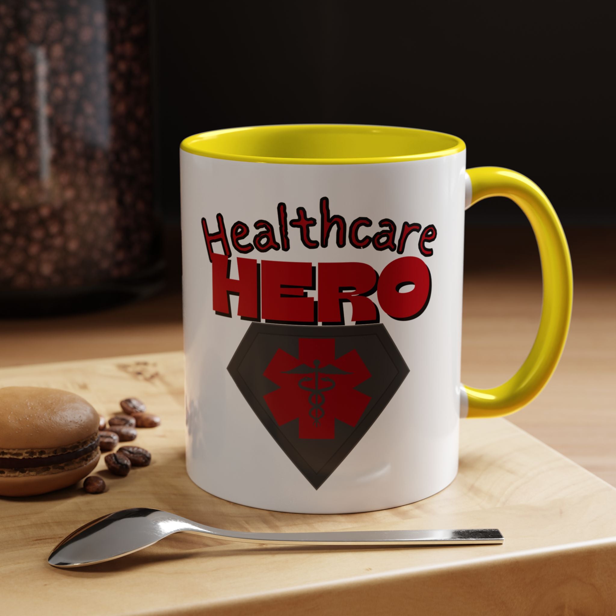 Healthcare Hero Accent Coffee Mug(Red|Black)| Work Mug For Medical Professionals| Work Mug For Healthcare Staff|