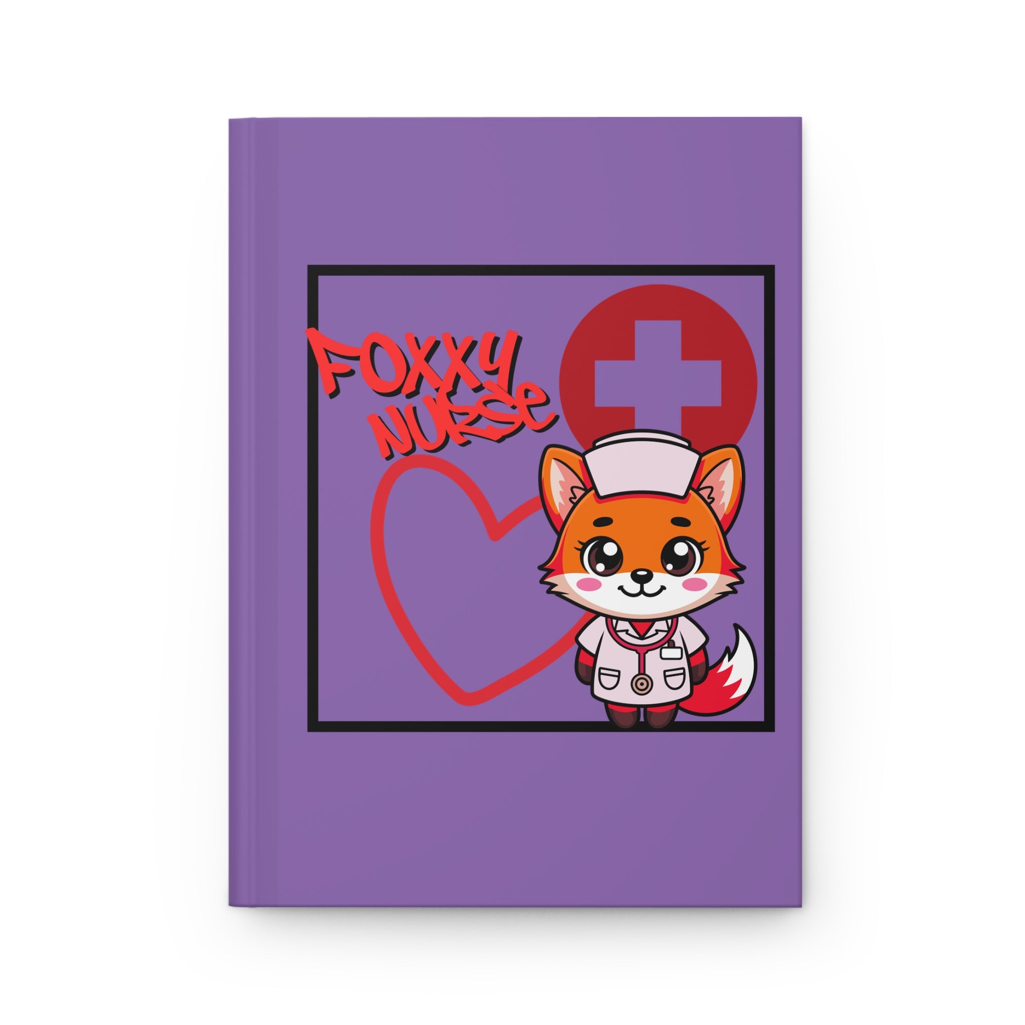 Foxxy Nurse Hardcover Journal(Red|Light Purple) | Cute Nurse Fox Medical Notebook | Cute Medical Journal |