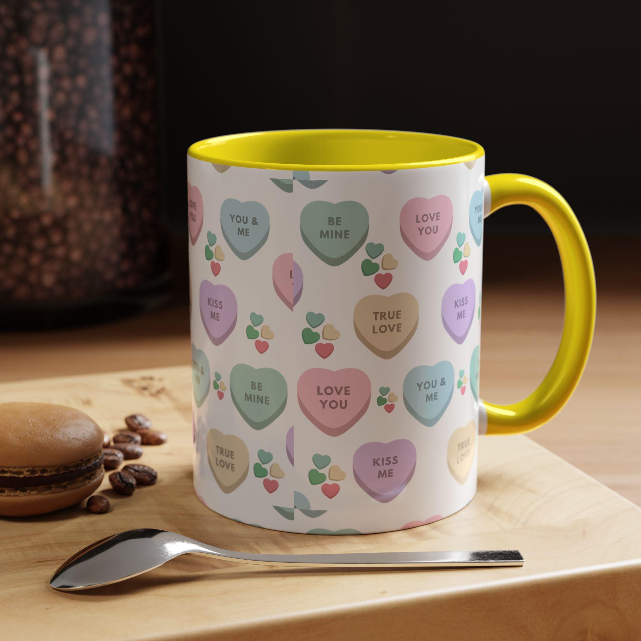 Heart Candy Valentine Accent Coffee Mug | 11oz 15oz | Valentine Mug | Valentine Gift