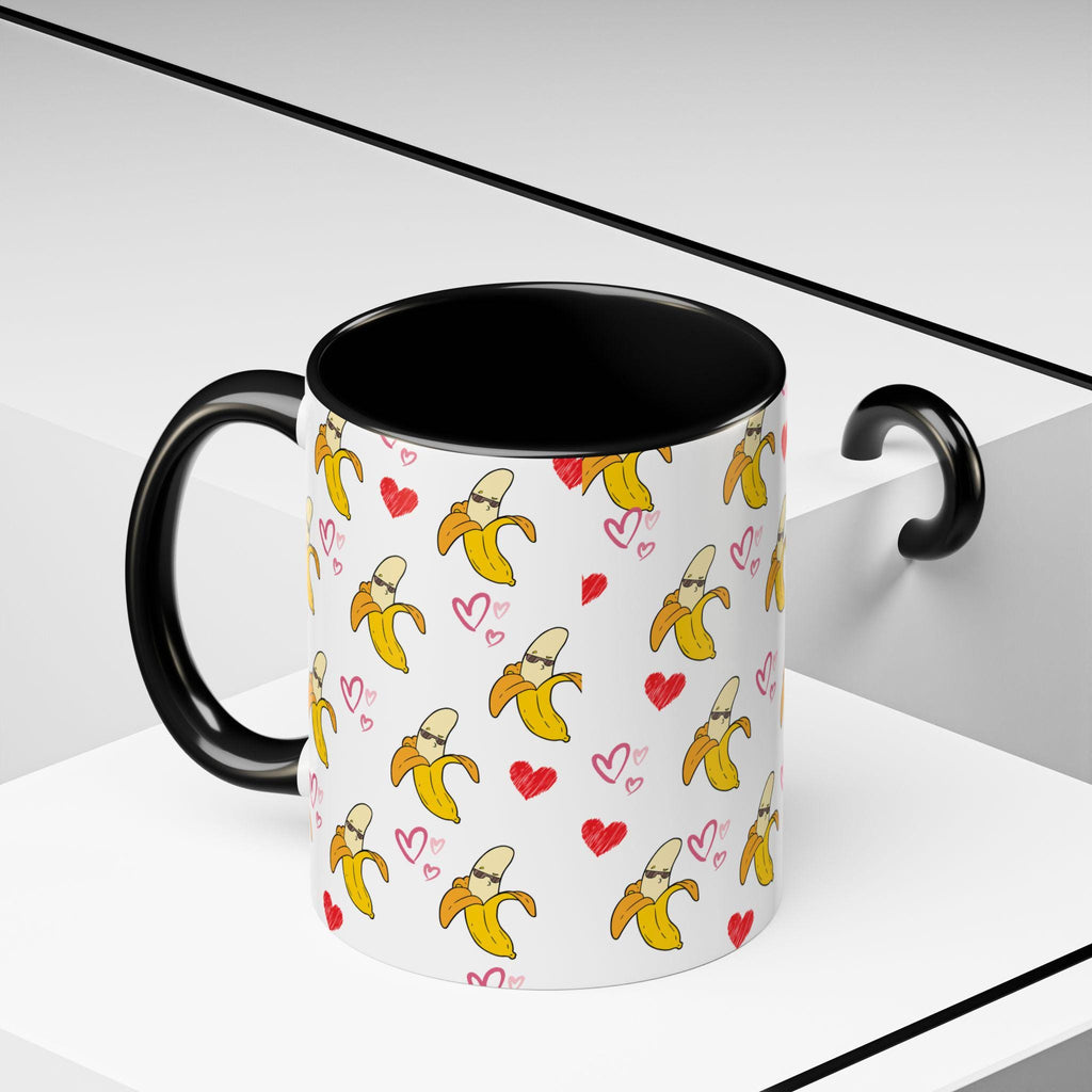 Banana Hearts Valentine Coffee Mug | Cute Valentine Morning Mug | Valentines Day Mug | Cool Valentines