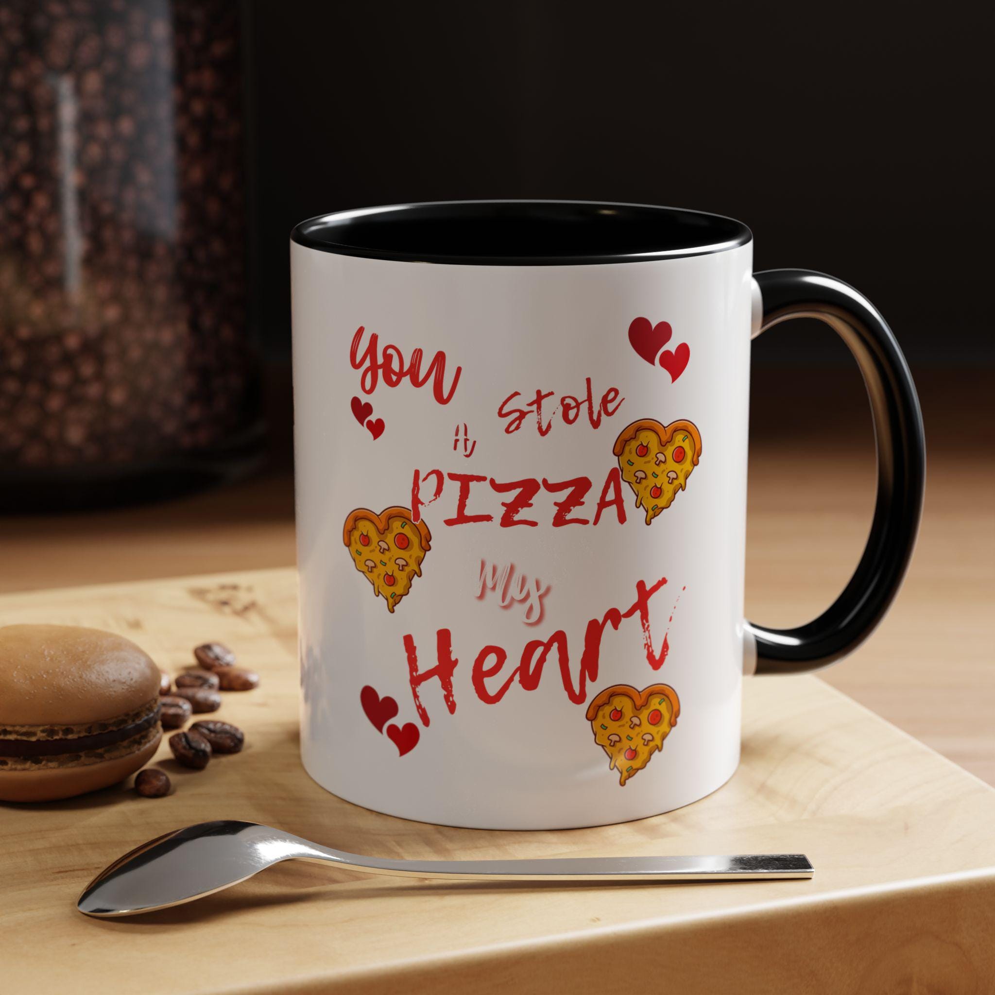 You Stole My Pizza Heart Valentines Day Mug | Heart Pizza Accent Coffee Mug | Foody Valentines Day Mug |