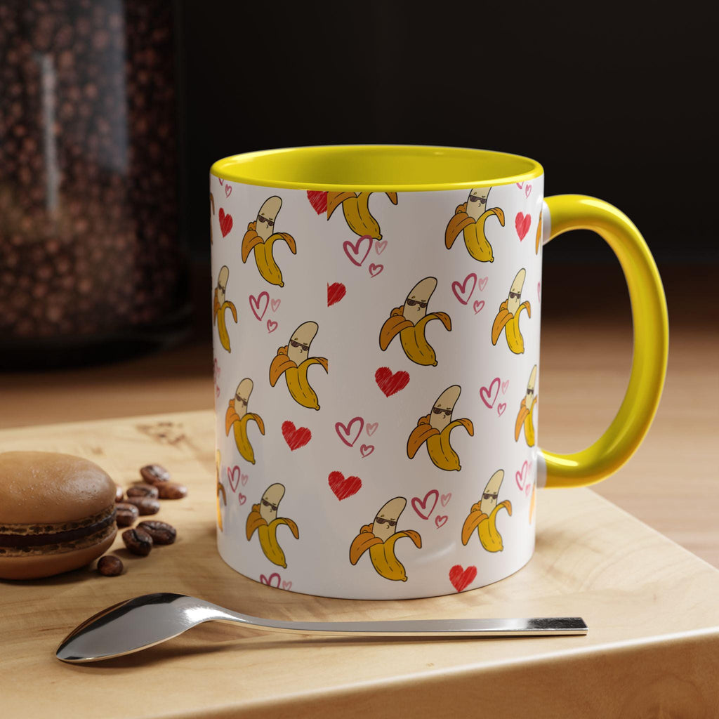 Banana Hearts Valentine Coffee Mug | Cute Valentine Morning Mug | Valentines Day Mug | Cool Valentines