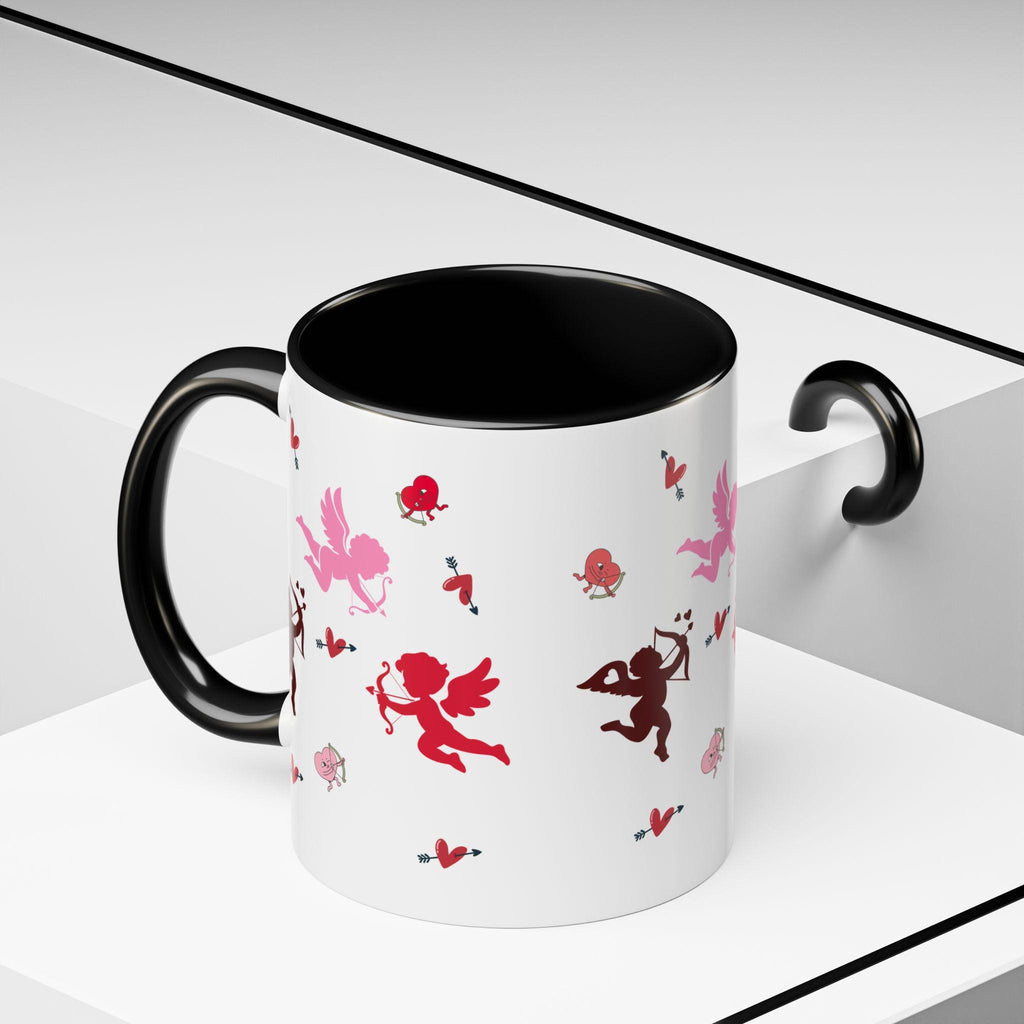 Cupid Pattern Mug | Valentine Cherubs Hearts Accent Coffee Mug | Valentines Mug | Valentines Gift