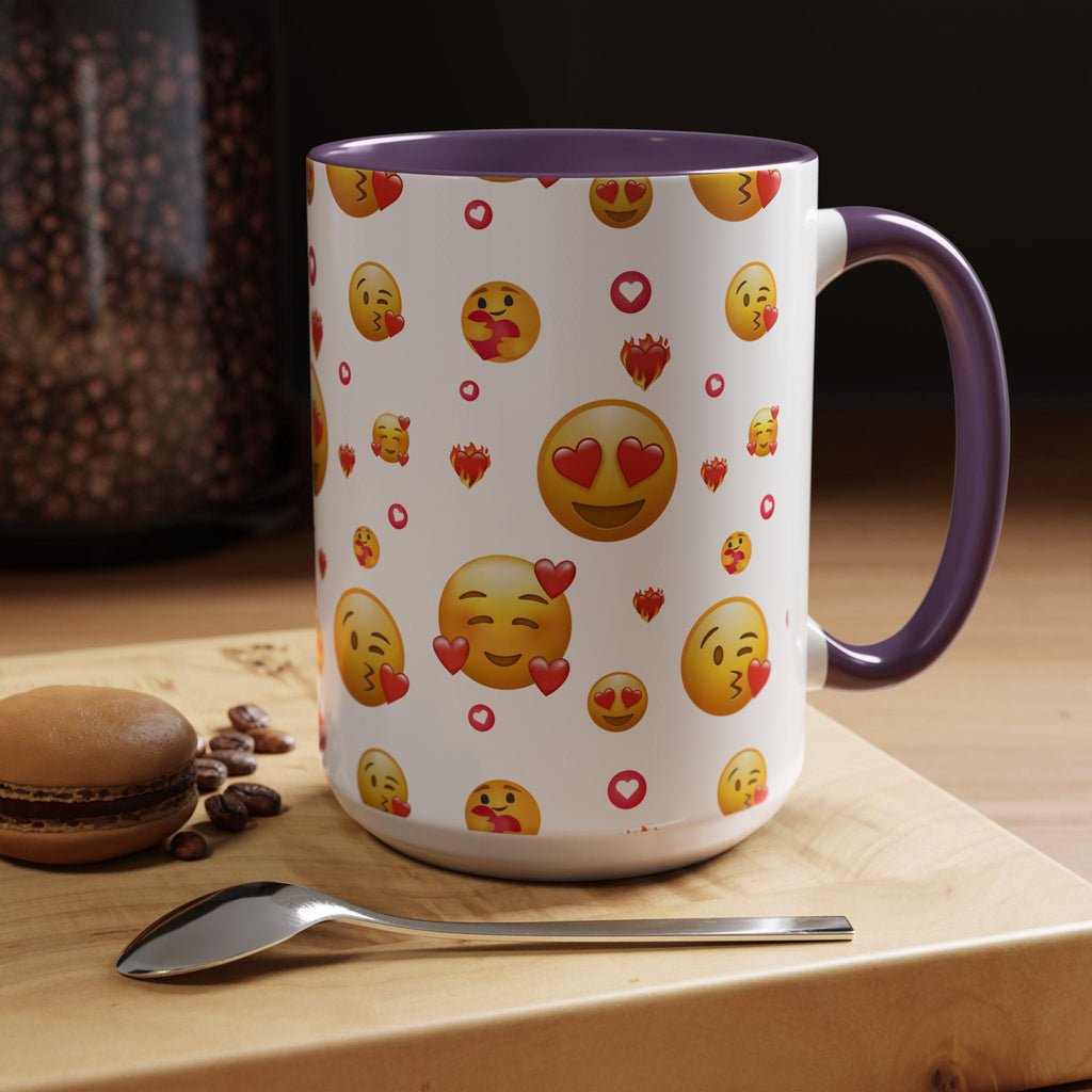 Love Emoji Valentine's Accent Coffee Mug | 11oz 15oz | Love Mug | Valentines Gift | Be Mine Mug