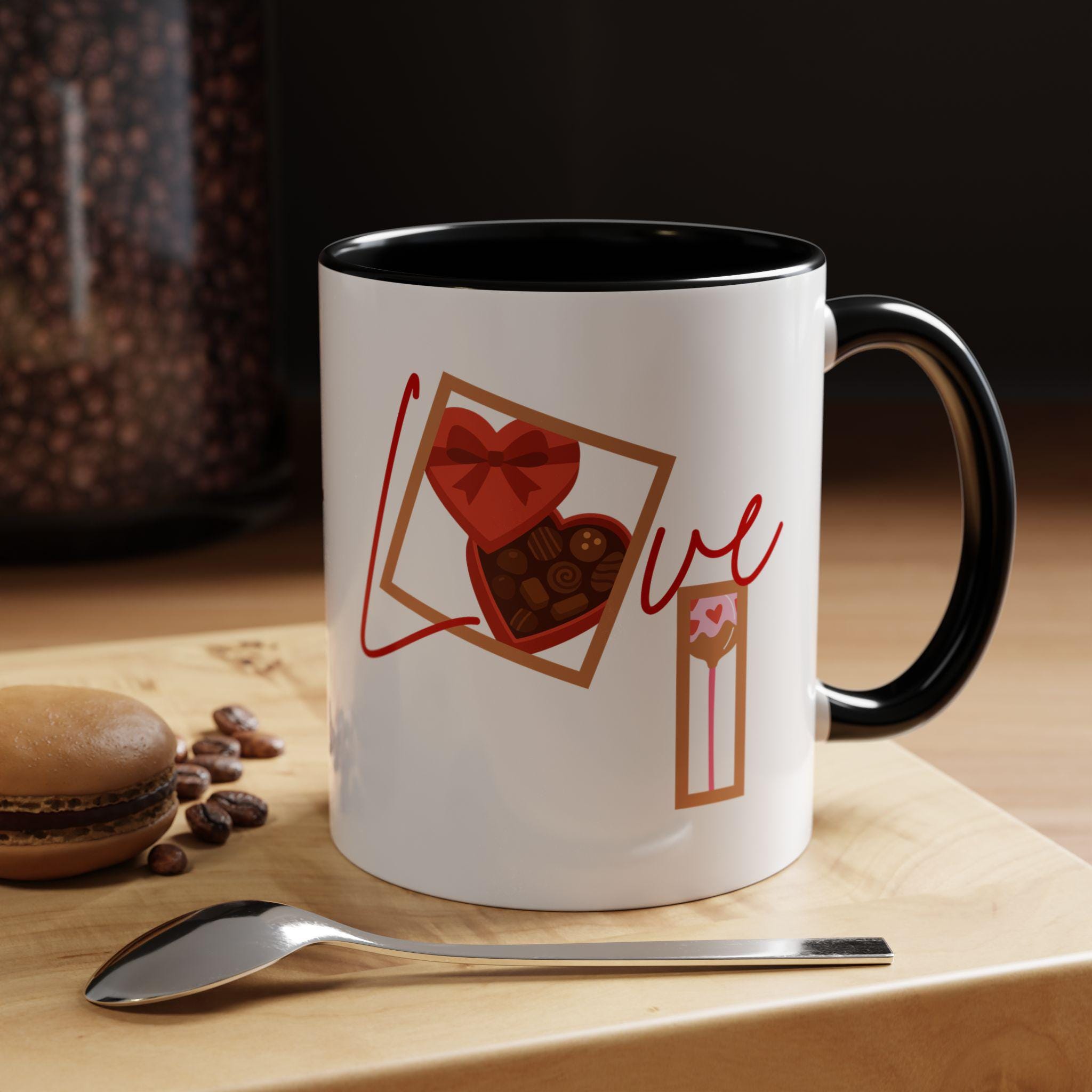 Love Chocolates Mug | Accent Coffee Mug (11oz, 15oz) Valentine's Day Mug | Love Mug | Heart Mug