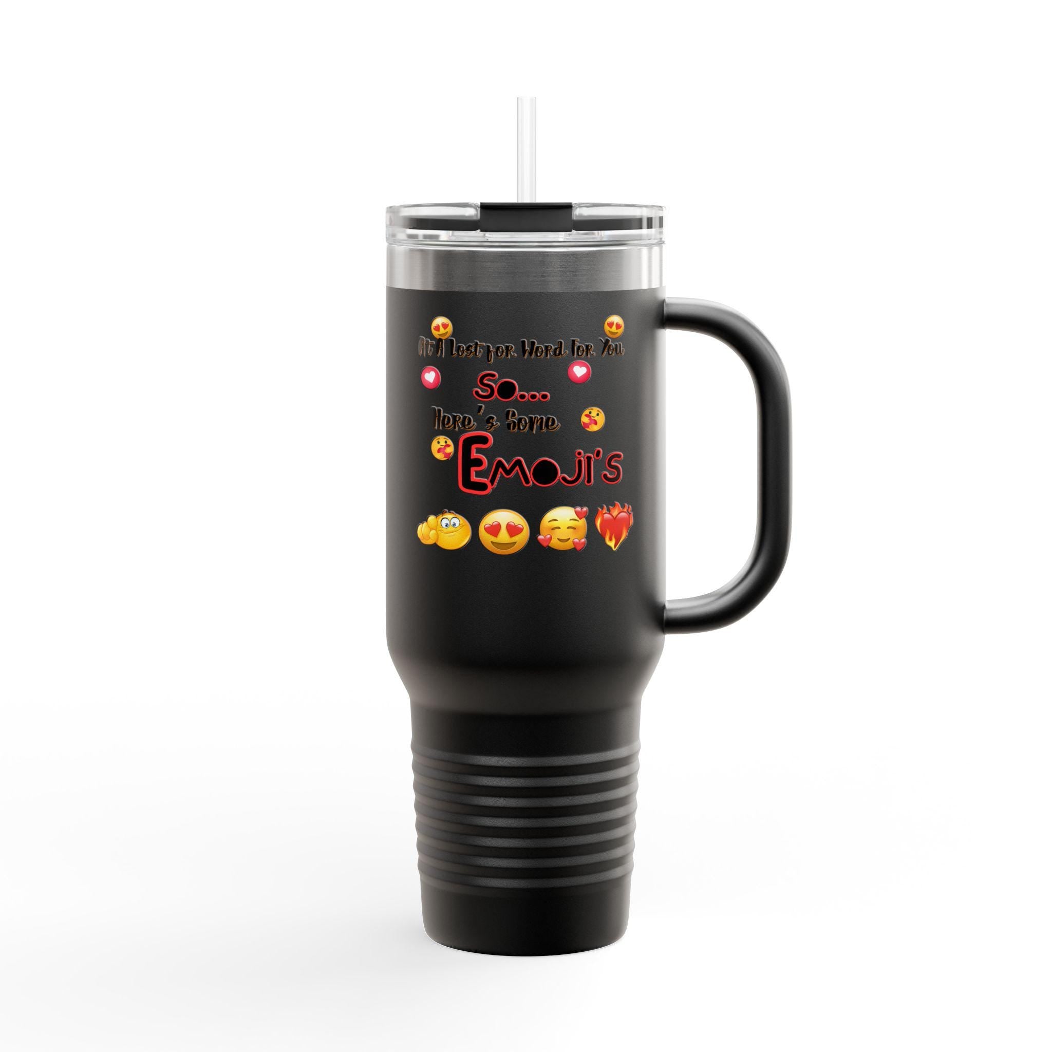 Funny Emoji Phrase Valentines Day Insulated Travel Mug | 40oz | Valentines Mug | Kiss Face Mug