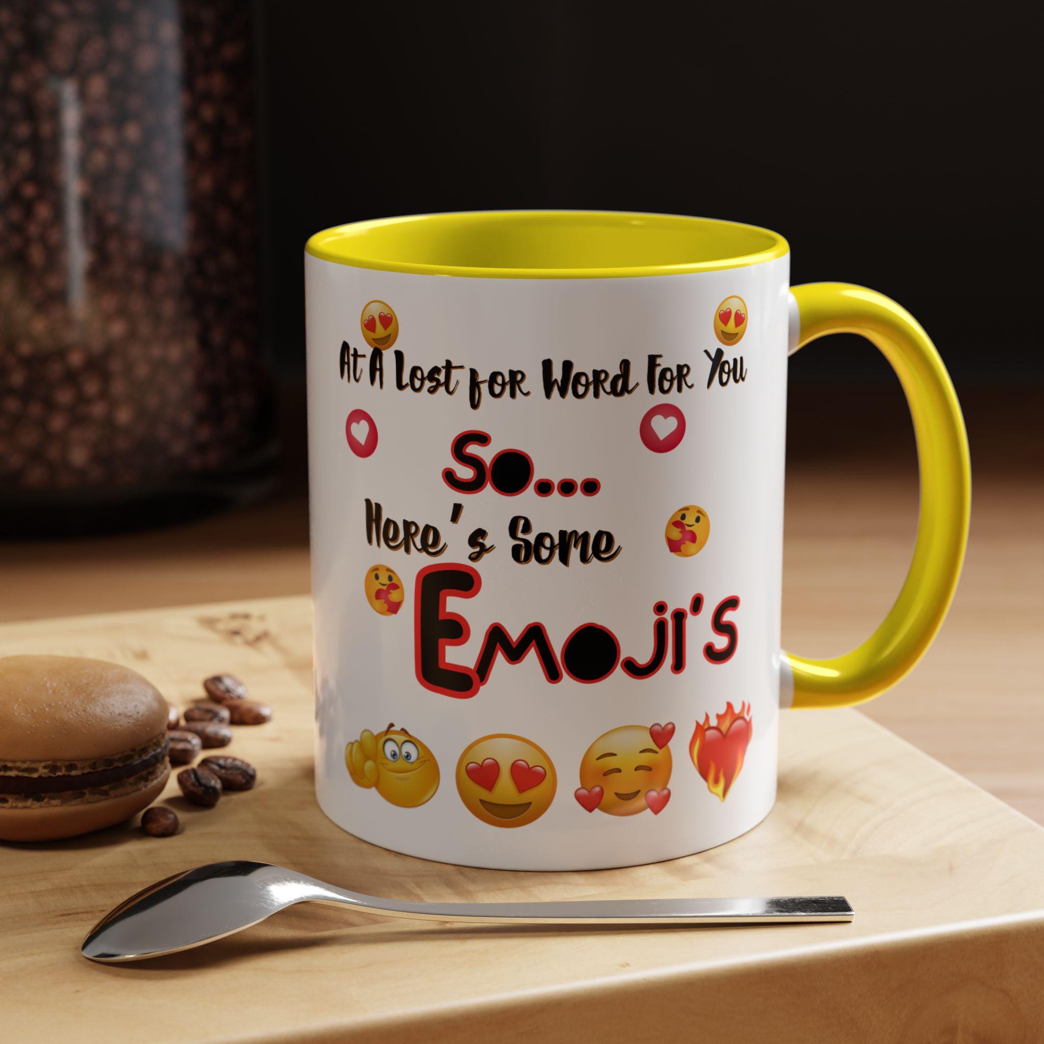 Emoji Valentines Day Accent Coffee Mug (11, 15oz) | Heart Mug | Emoji Mug | 2026 Valentine Gift