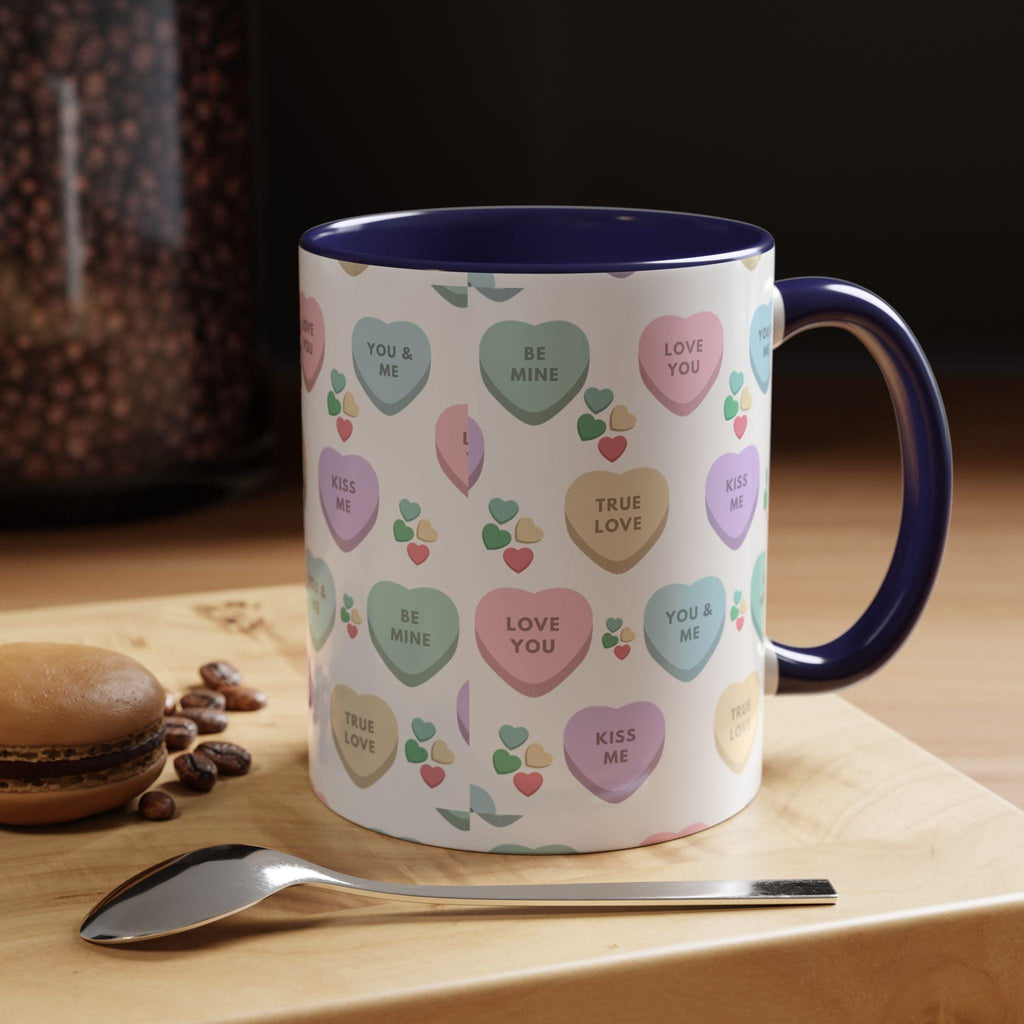 Heart Candy Valentine Accent Coffee Mug | 11oz 15oz | Valentine Mug | Valentine Gift