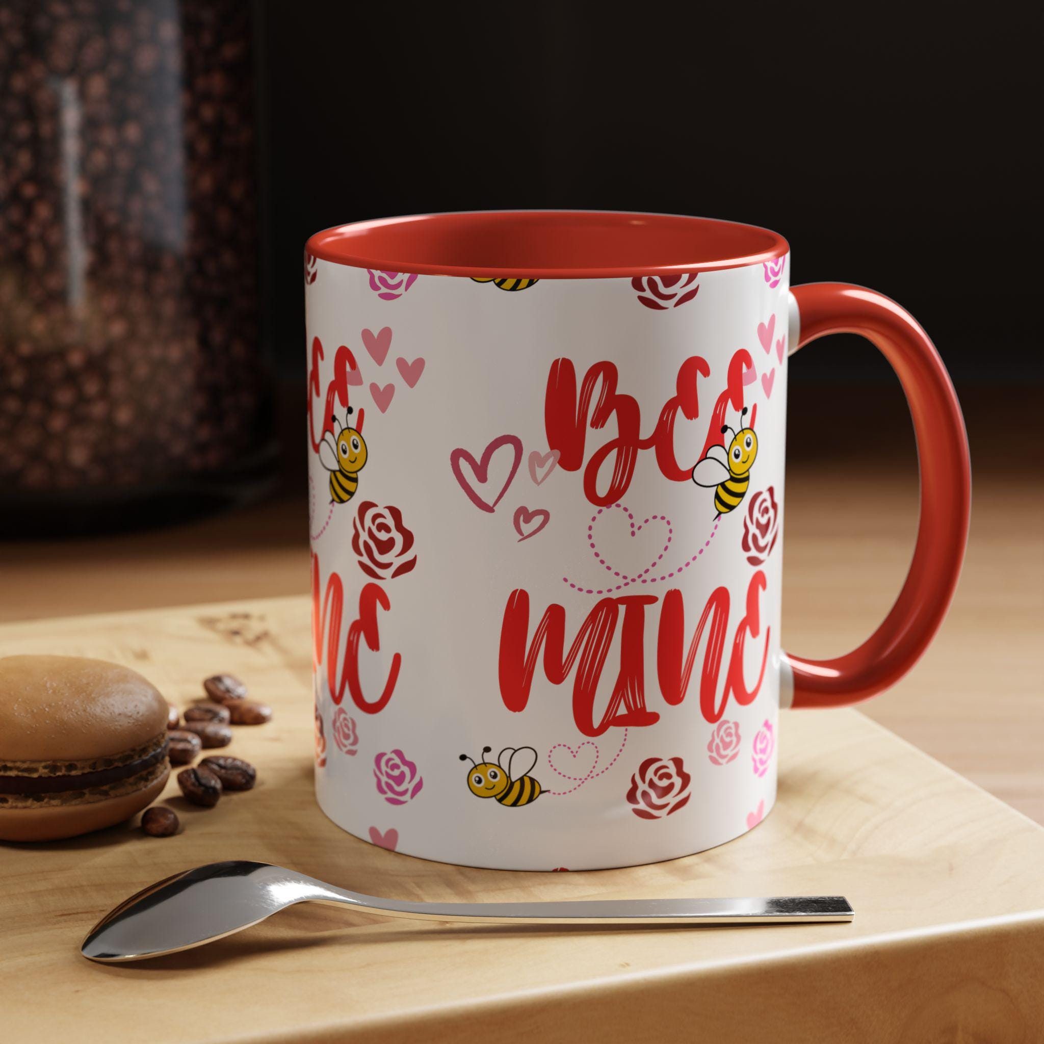 Bee Mine Mug | Valentine Bee Heart Roses Coffee Cup