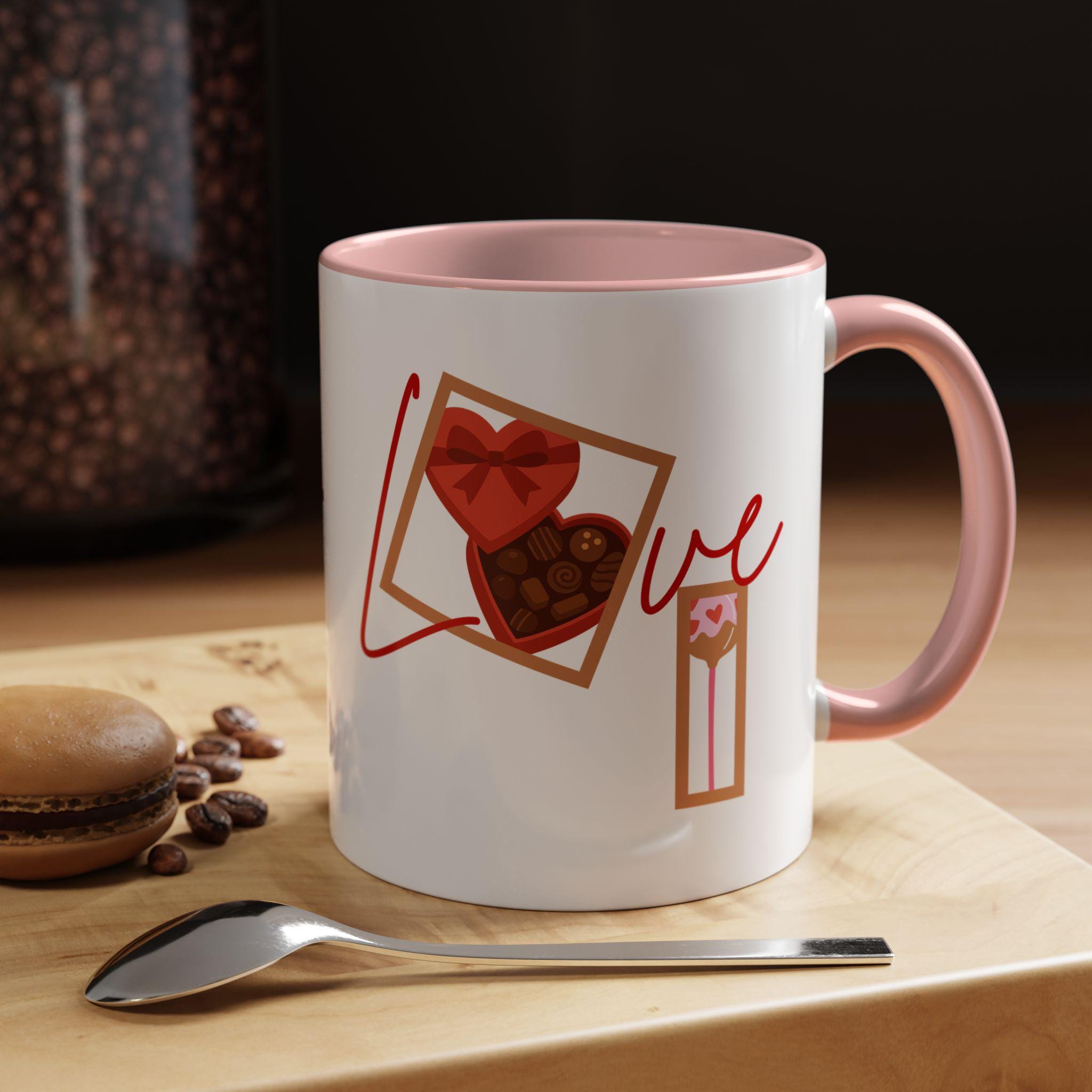 Love Chocolates Mug | Accent Coffee Mug (11oz, 15oz) Valentine's Day Mug | Love Mug | Heart Mug
