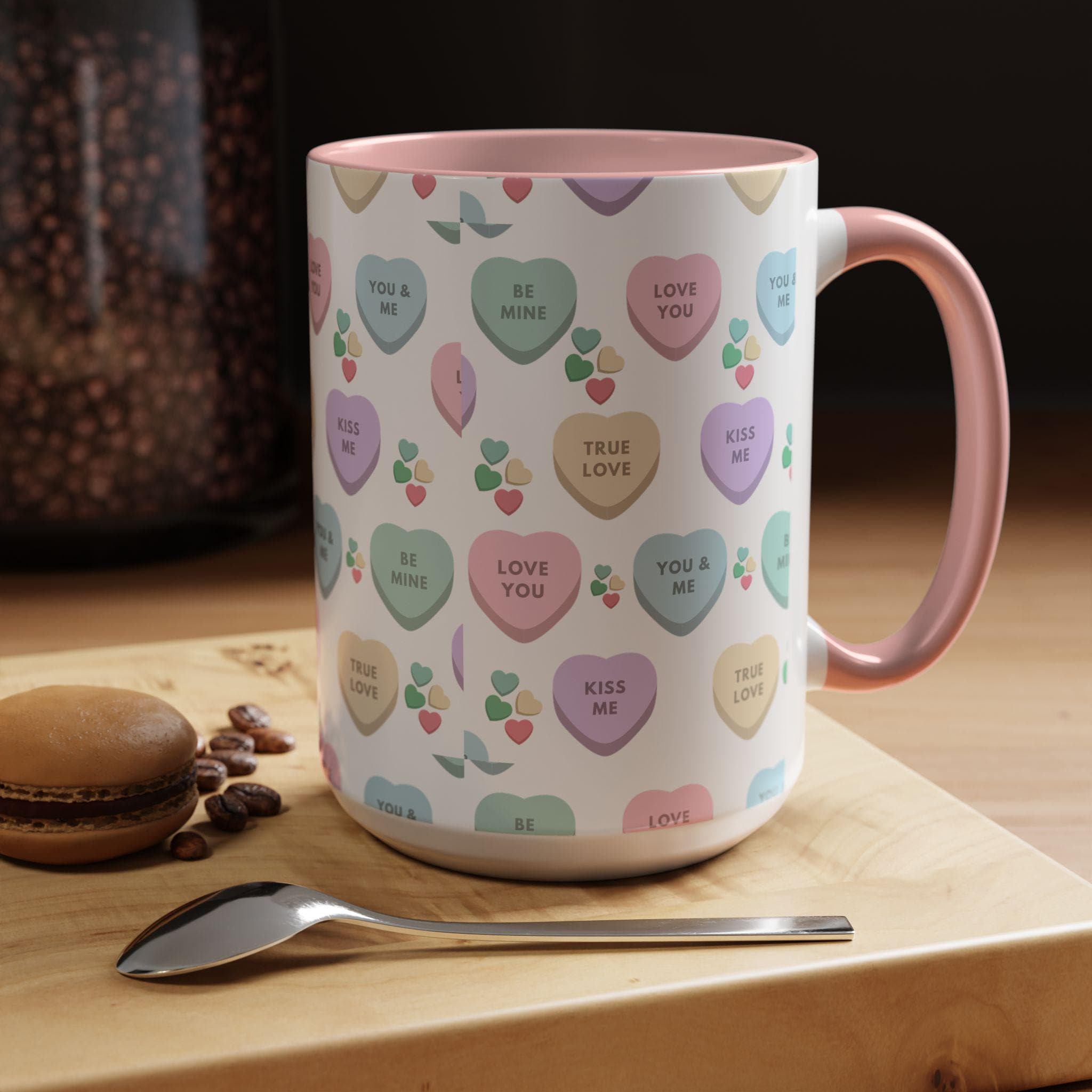 Heart Candy Valentine Accent Coffee Mug | 11oz 15oz | Valentine Mug | Valentine Gift
