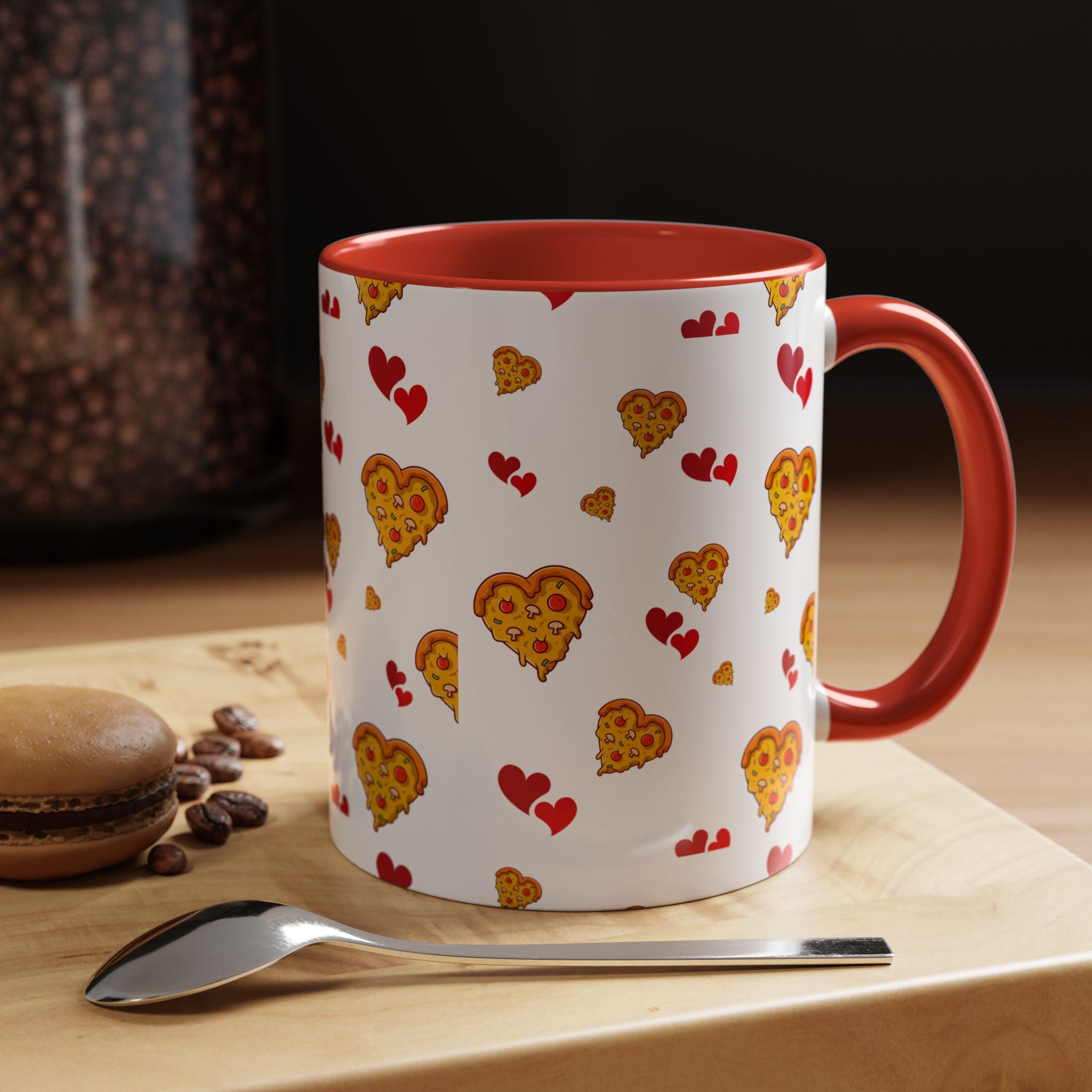 Pizza Heart Valentines Day Mug | Accent Coffee Mug 11oz or 15oz | Love Mug | Heart Mug | Valentines Gift