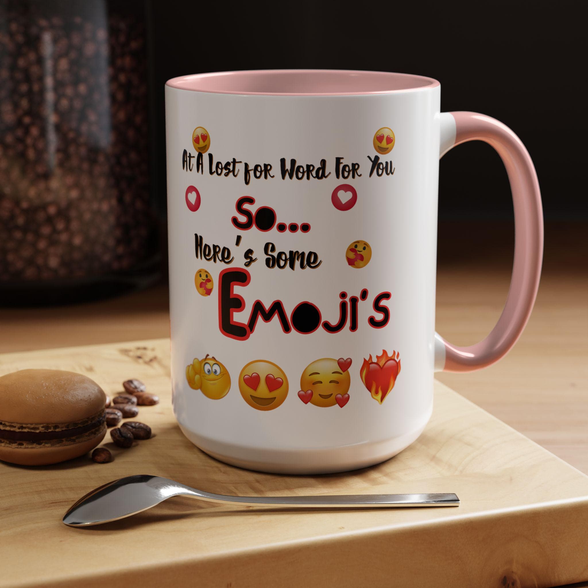 Emoji Valentines Day Accent Coffee Mug (11, 15oz) | Heart Mug | Emoji Mug | 2026 Valentine Gift