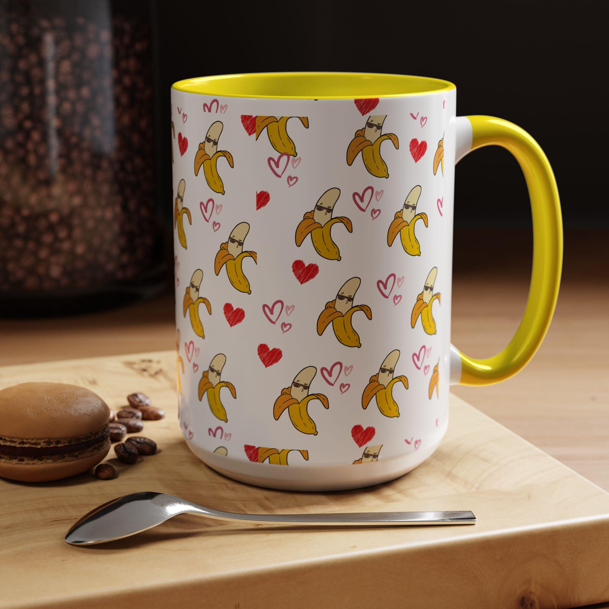 Banana Hearts Valentine Coffee Mug | Cute Valentine Morning Mug | Valentines Day Mug | Cool Valentines