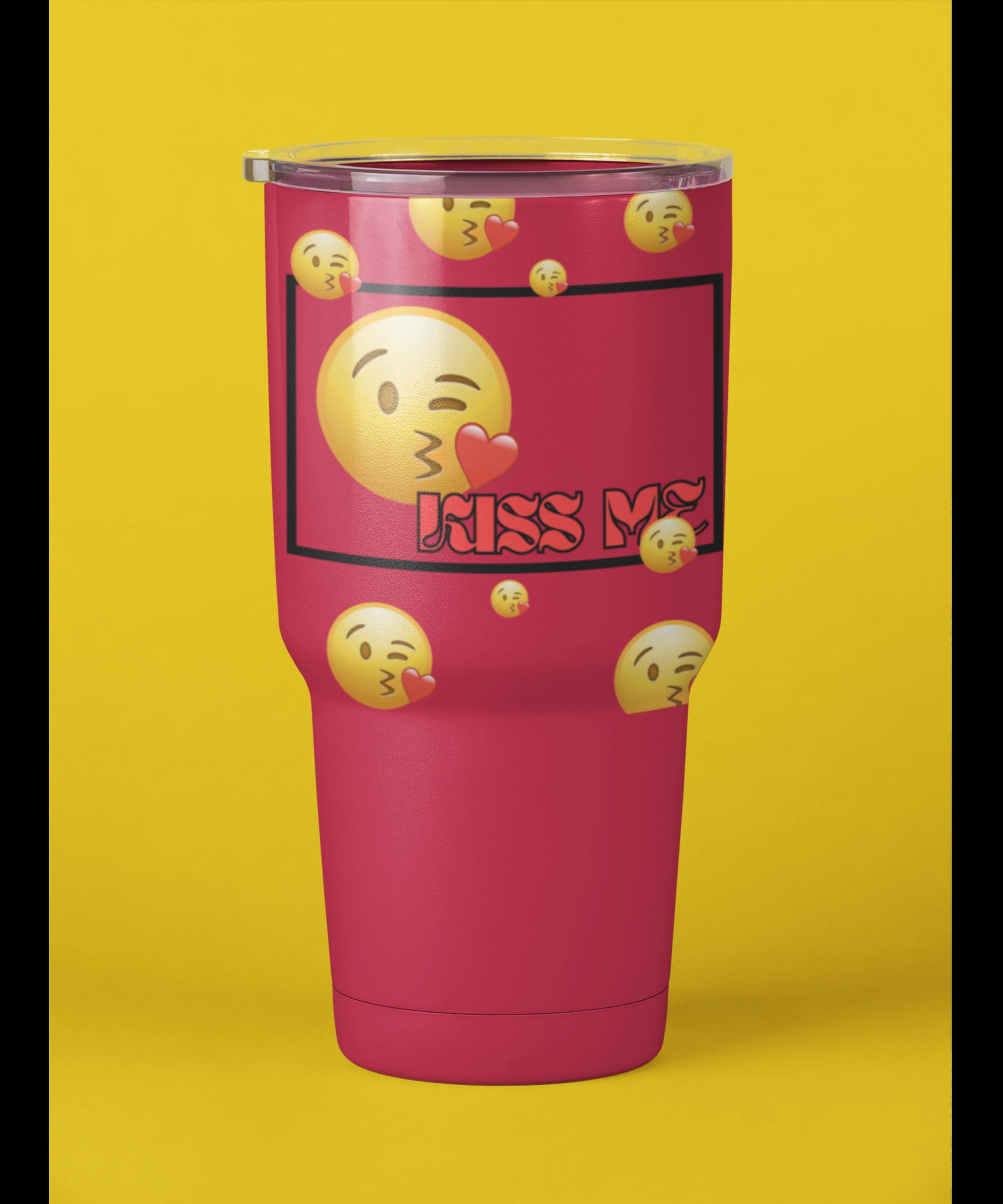 Kissing Face Emoji Valentines Day travel mug | 40oz Insulated Tumbler | Valentines Mug |