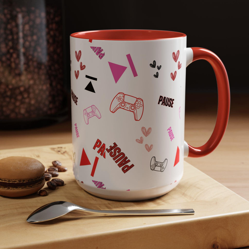 Valentine Gamer Heart Controller Mug | Accent Coffee Mug 11oz 15oz | Gamer Valentines Mug | Gamer Mug |