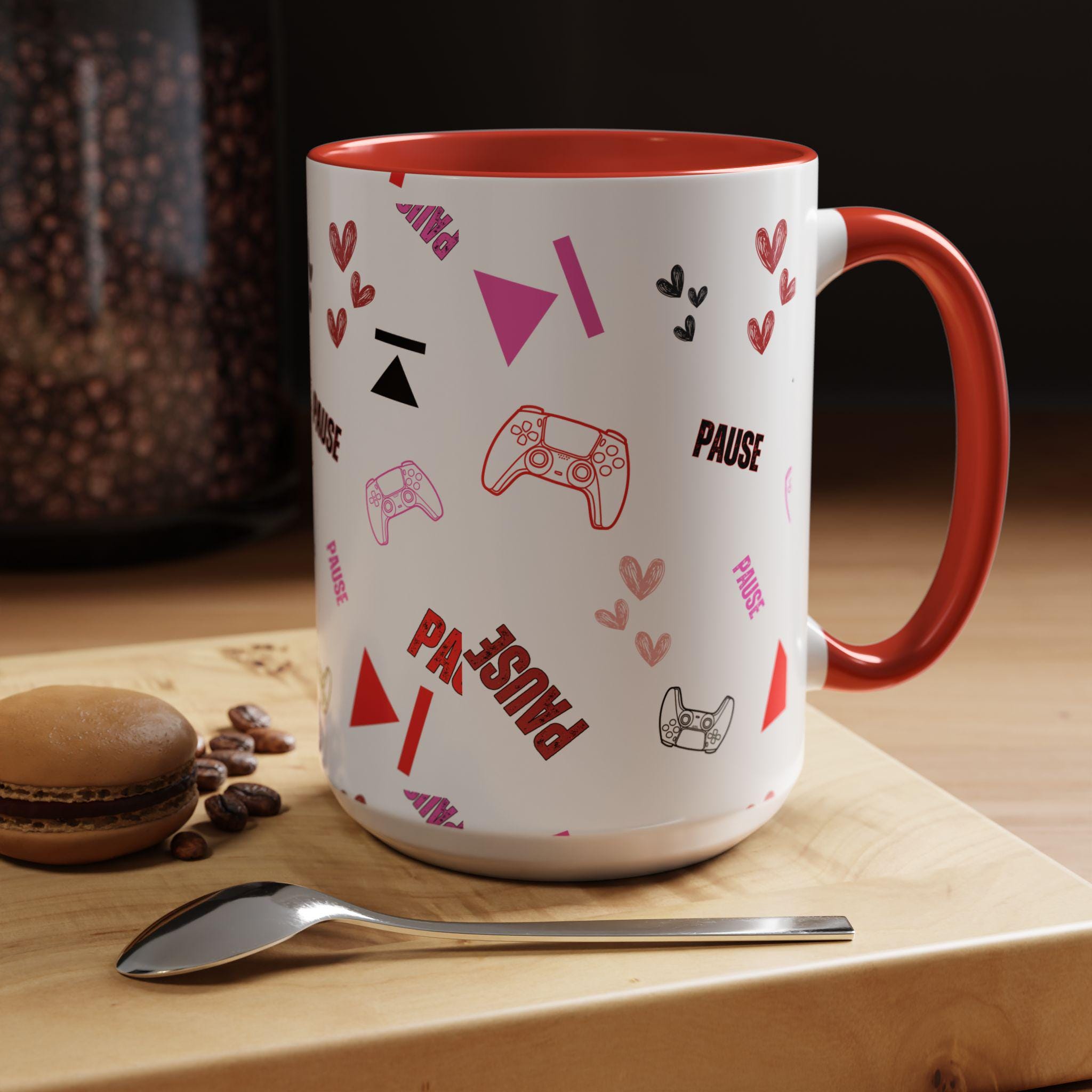 Valentine Gamer Heart Controller Mug | Accent Coffee Mug 11oz 15oz | Gamer Valentines Mug | Gamer Mug |