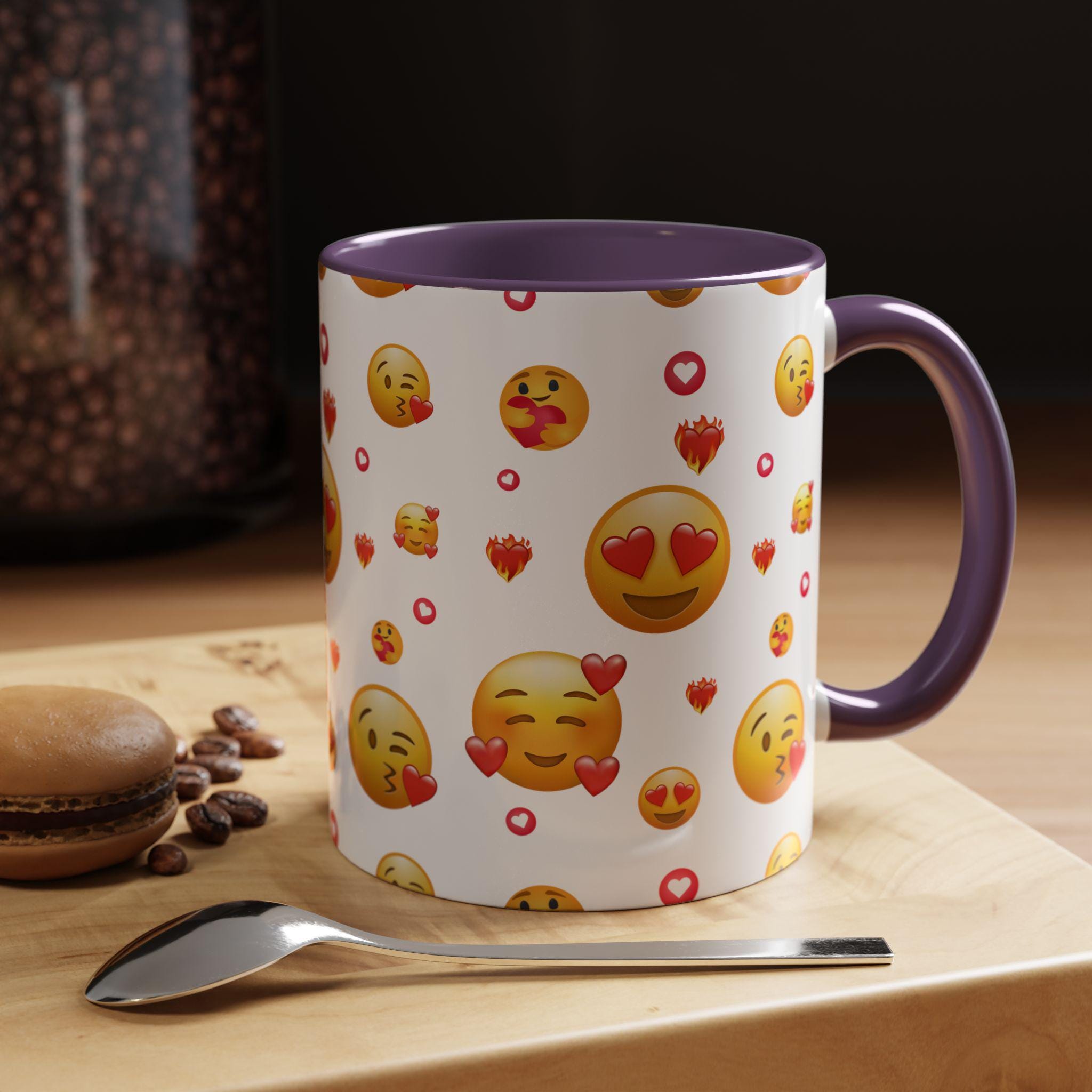 Love Emoji Valentine's Accent Coffee Mug | 11oz 15oz | Love Mug | Valentines Gift | Be Mine Mug